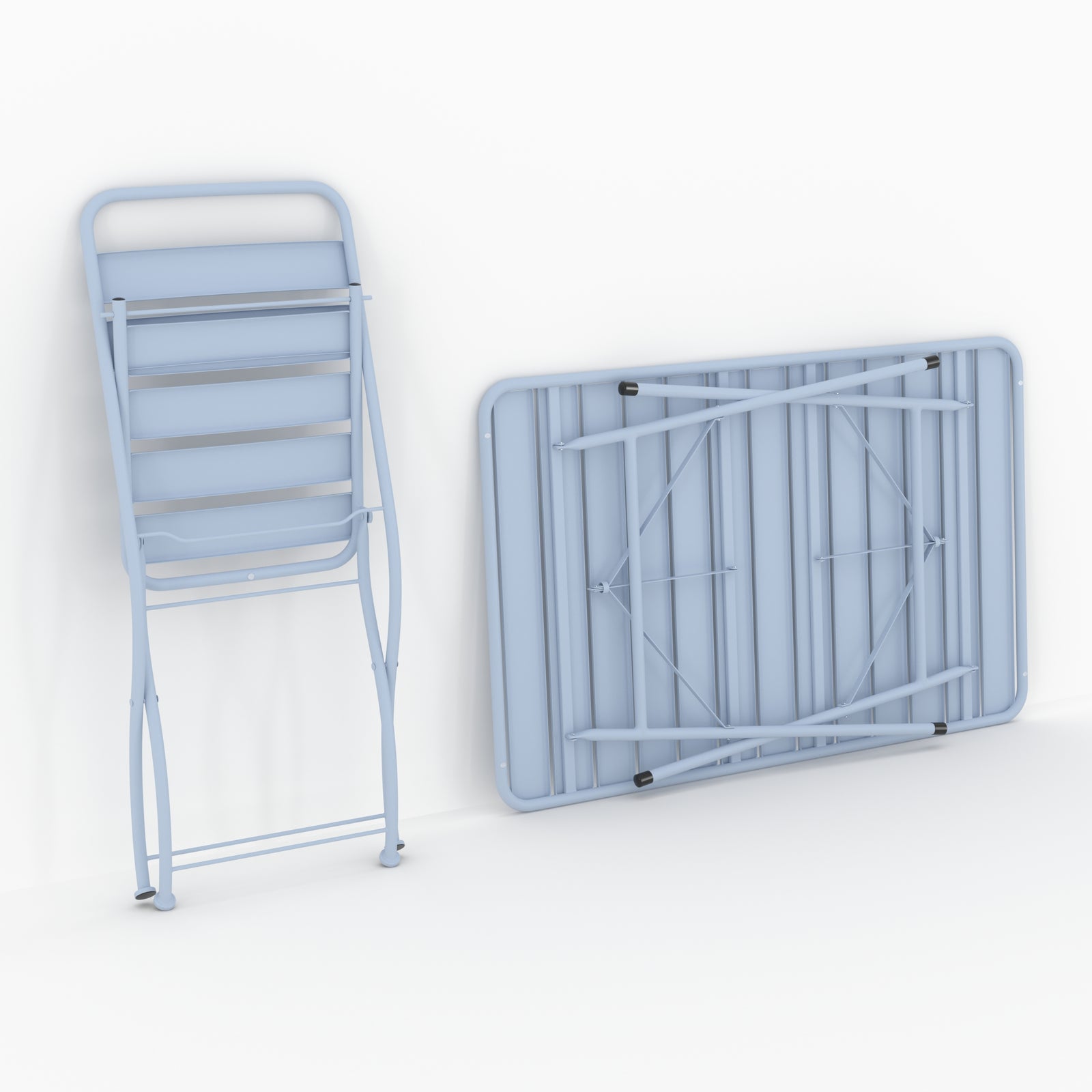 Set jardin pliable Yumi métal bleu pour 4 personnes