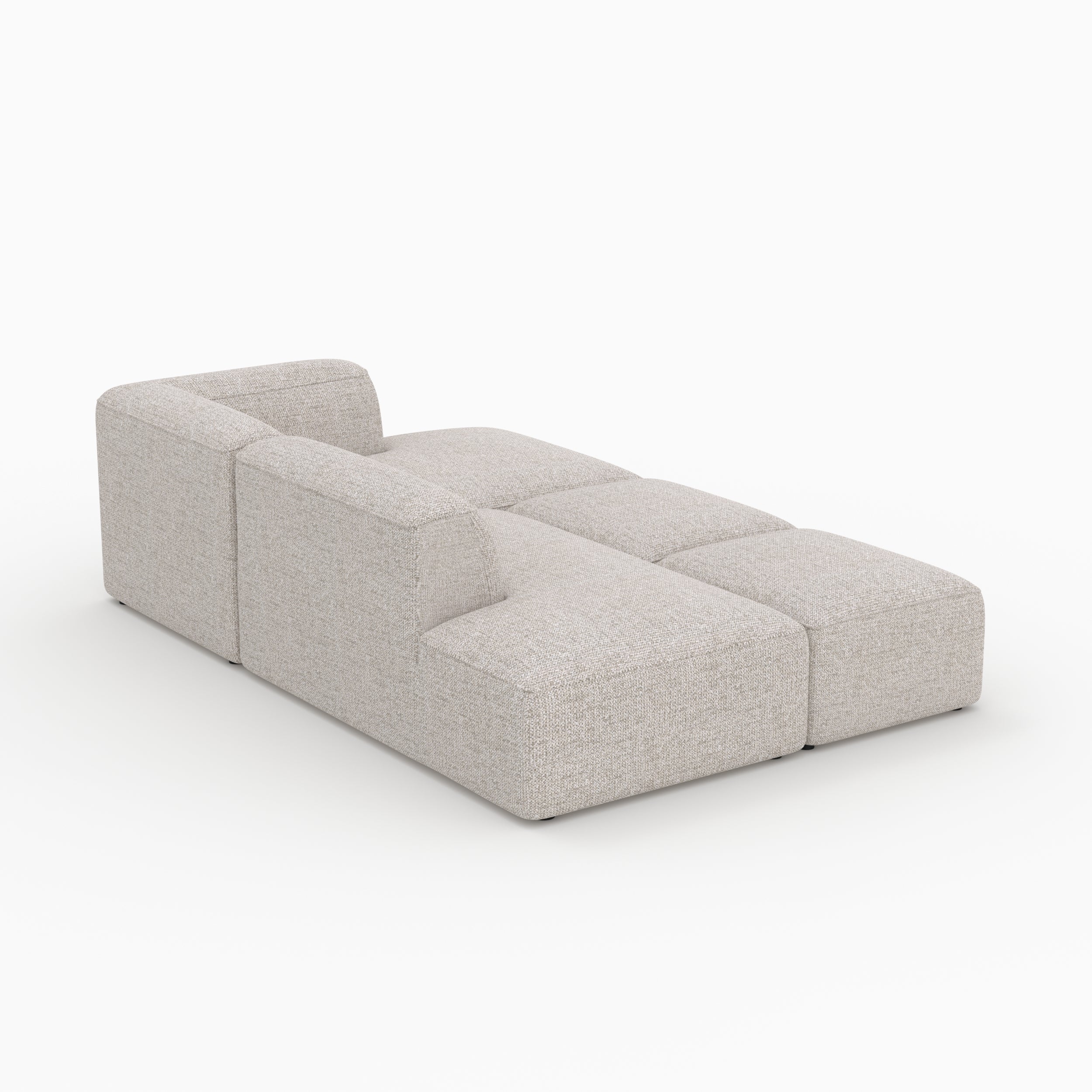 Set salon canapé Hestia modulable beige 4 places angle droit 2 poufs