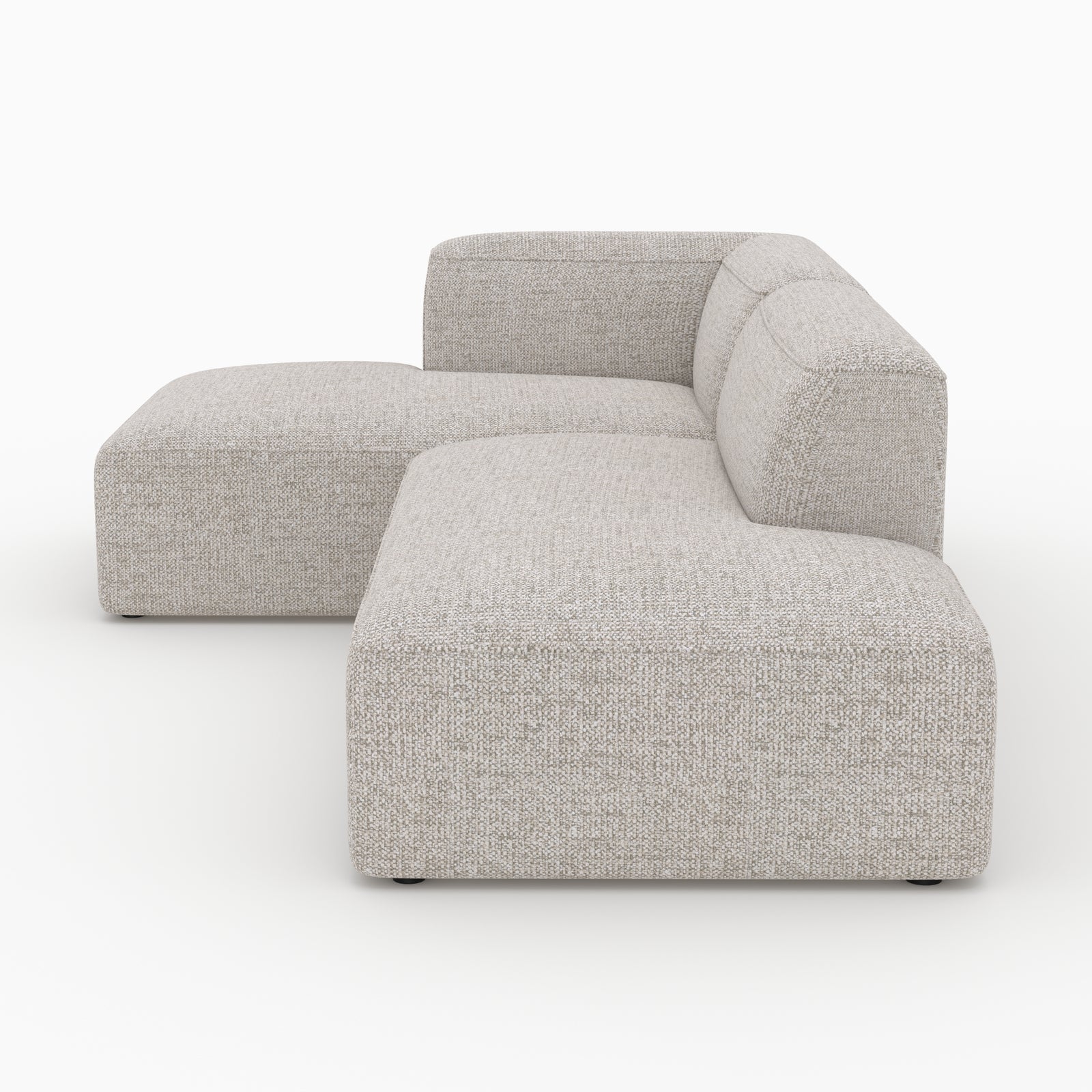Set salon Hestia canapé tissu beige angle gauche modulable