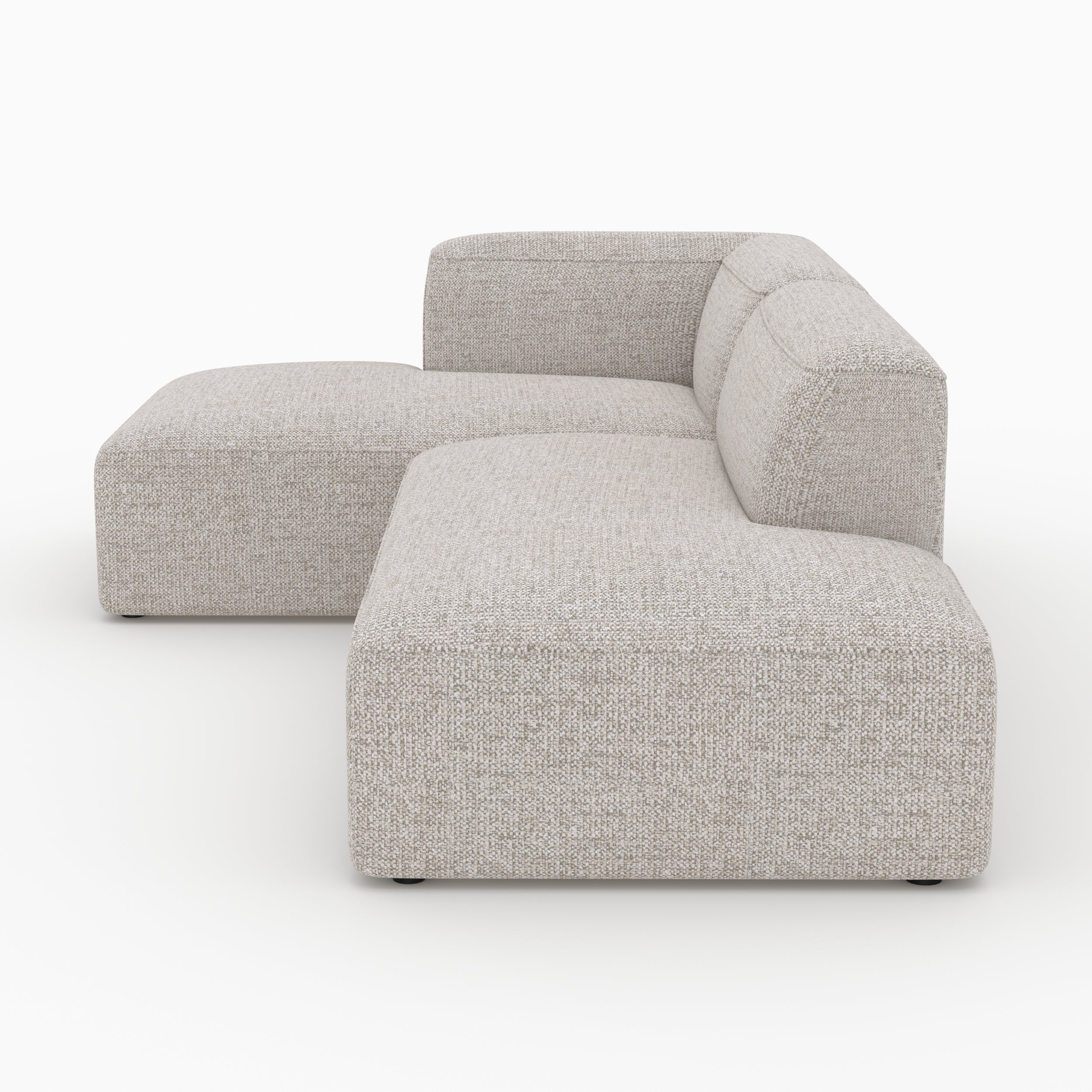 Set salon Hestia canapé tissu beige angle gauche modulable