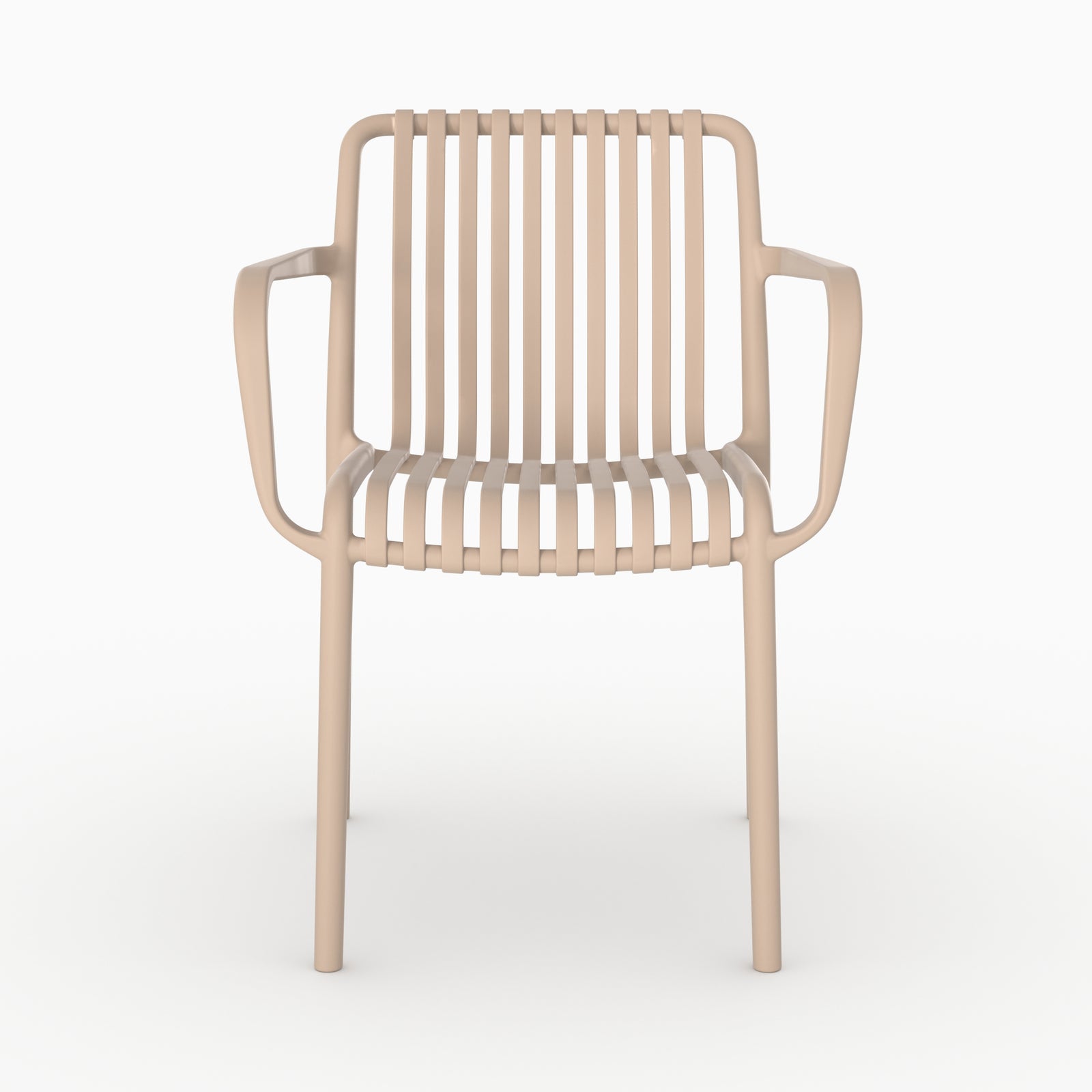 Siège jardin Ivy accoudoirs beige plastique vue face