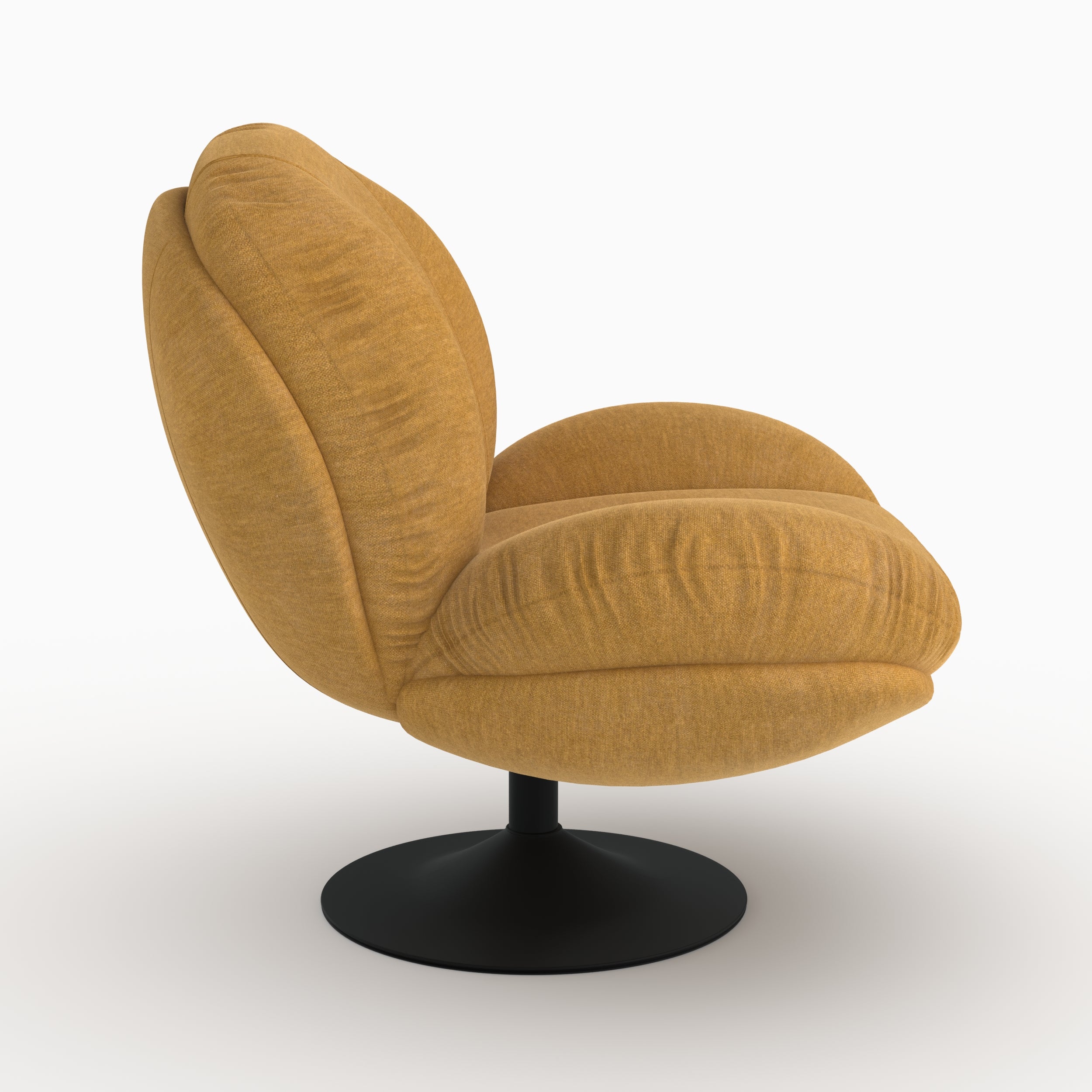 Fauteuil Ricci pivotant en tissu effet velours jaune moutarde
