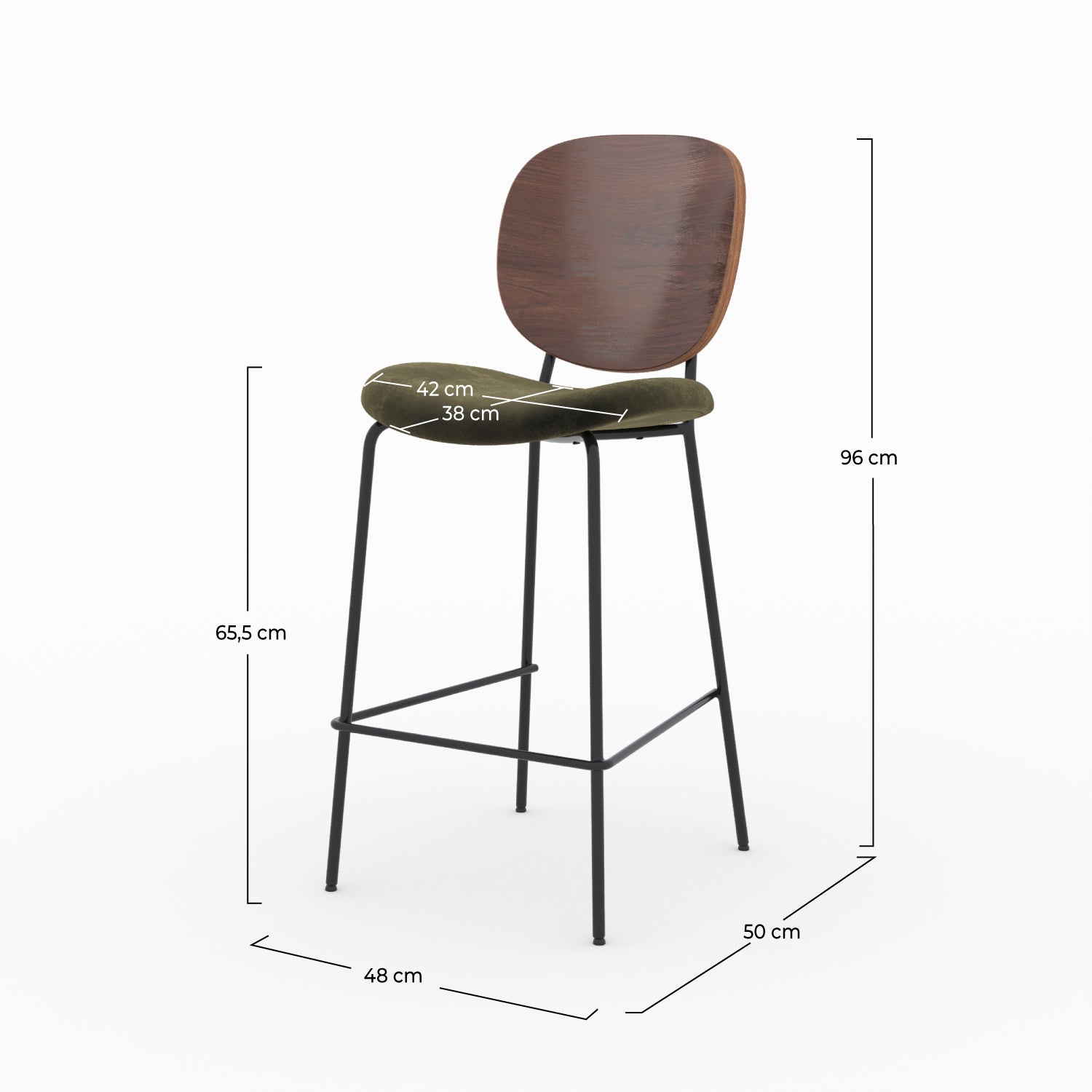 simone chaise velours kaki 65 5cm ilot central lot 2
