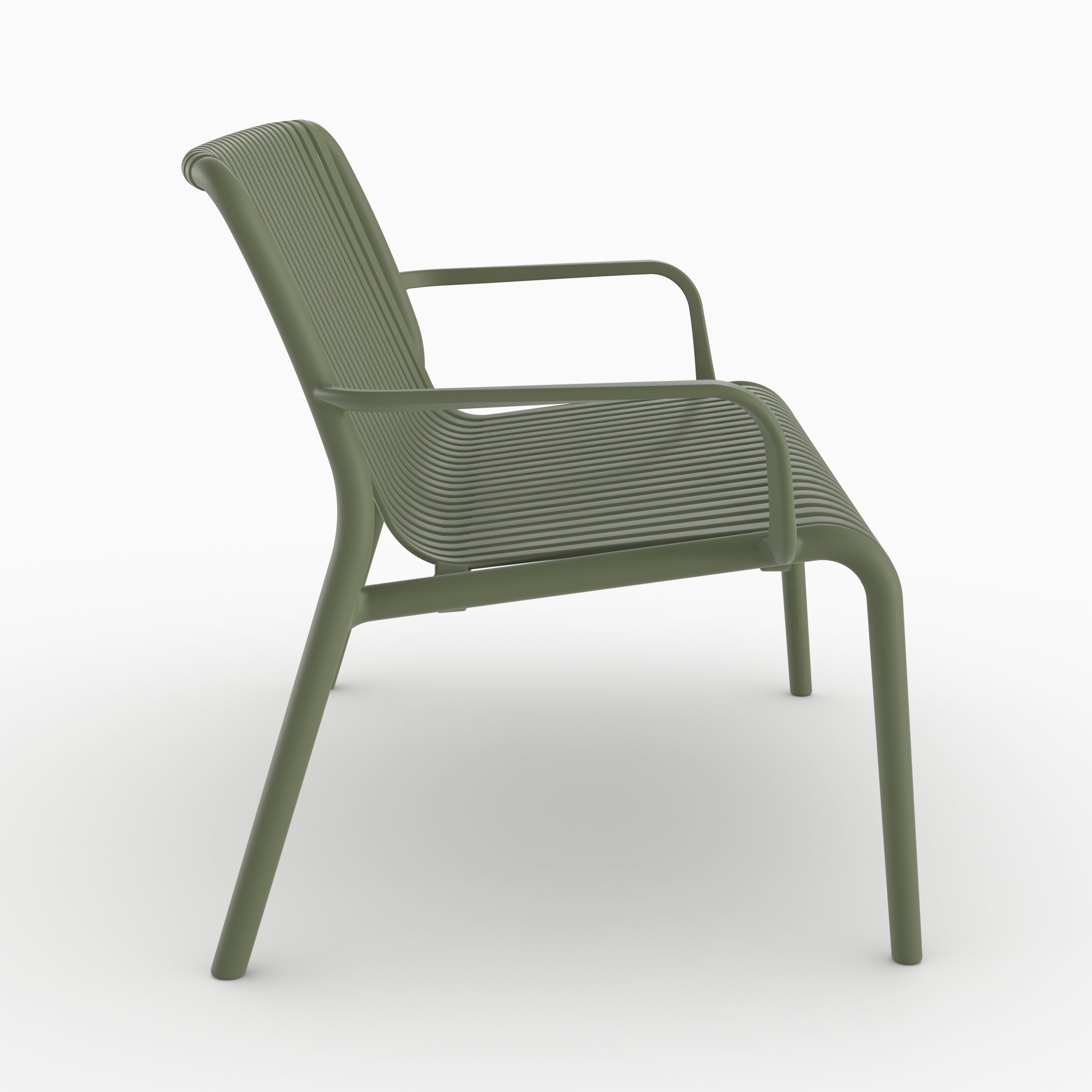 Sofa extérieur 2 places Ivy plastique vert kaki vue côté