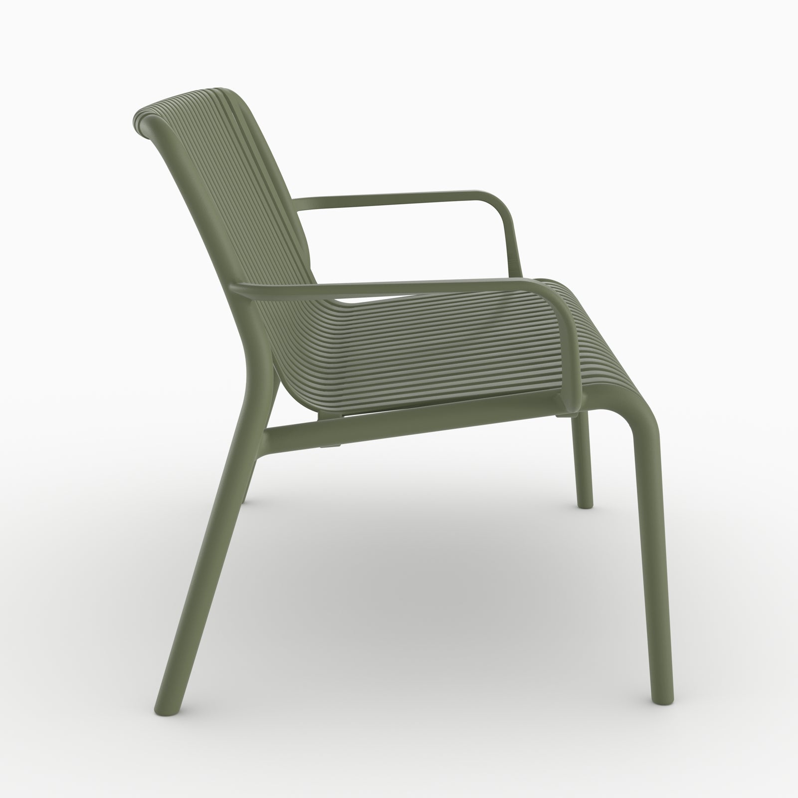 Sofa extérieur 2 places Ivy plastique vert kaki vue côté