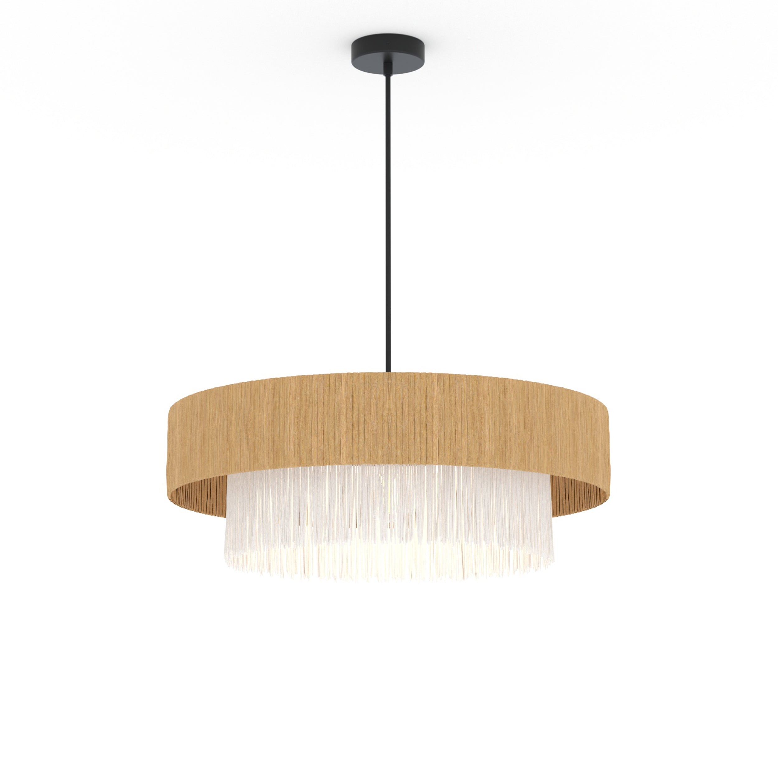 sospensione solara raphia bianco e beige 75 cm