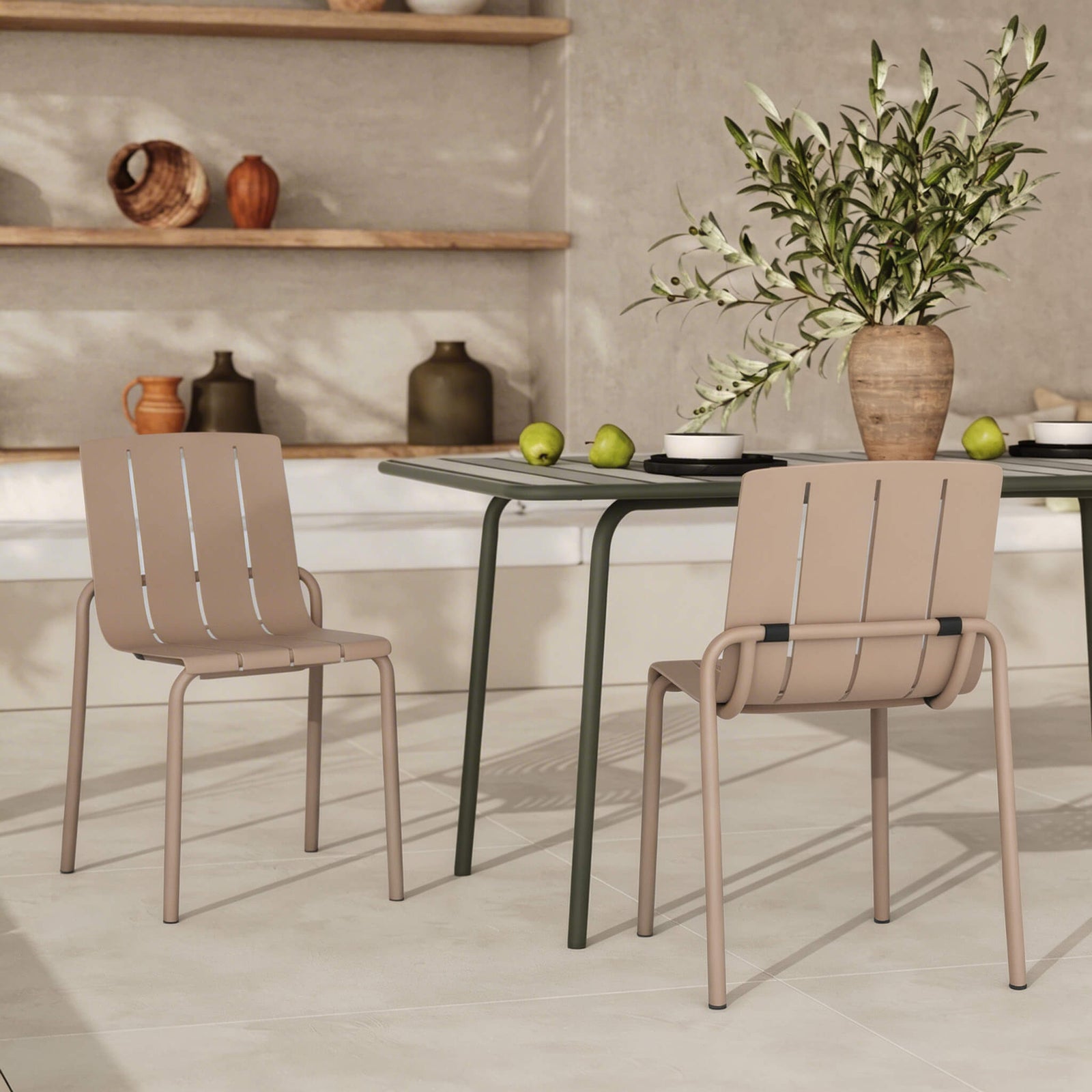 Suna chaise de jardin métal taupe