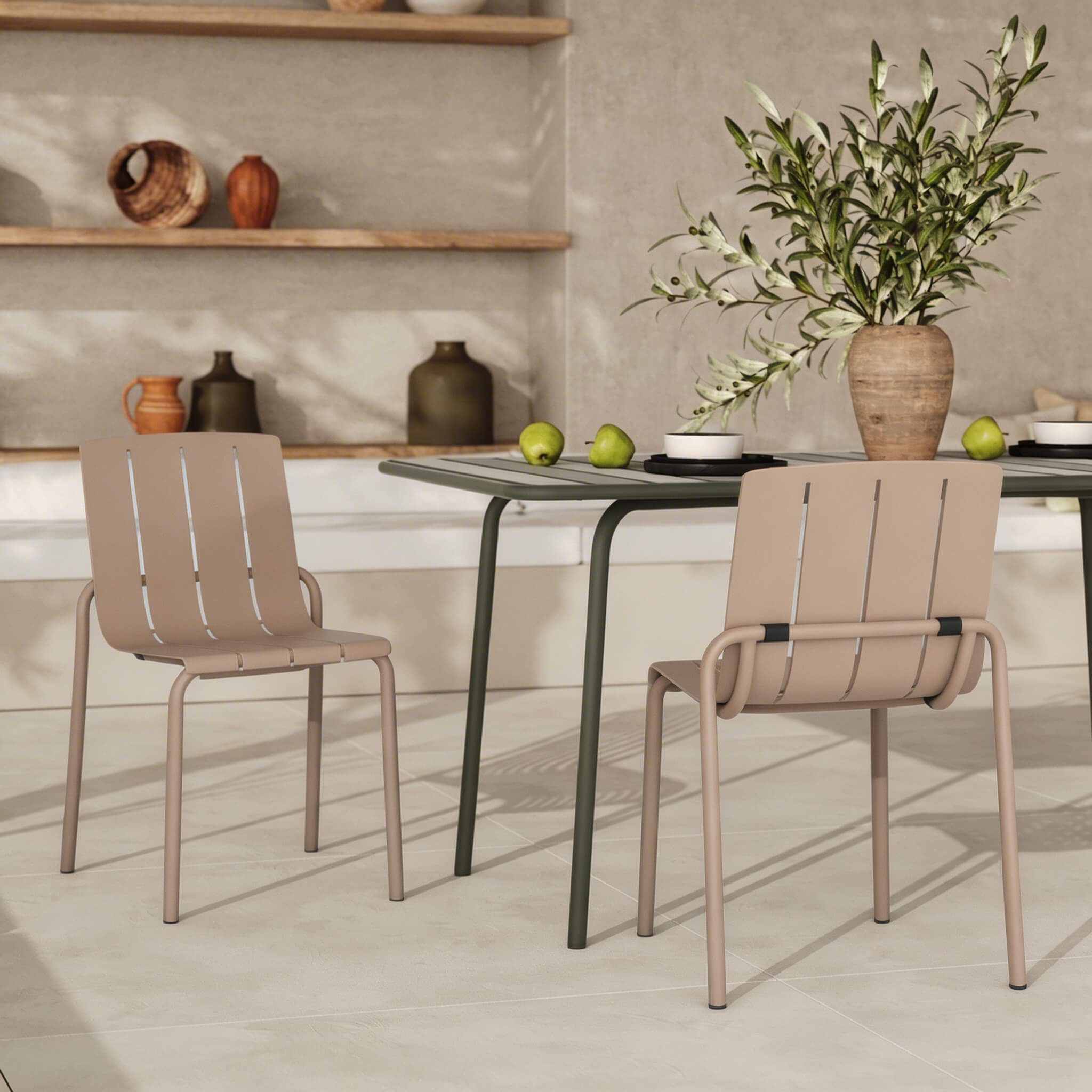 Suna chaise de jardin métal taupe