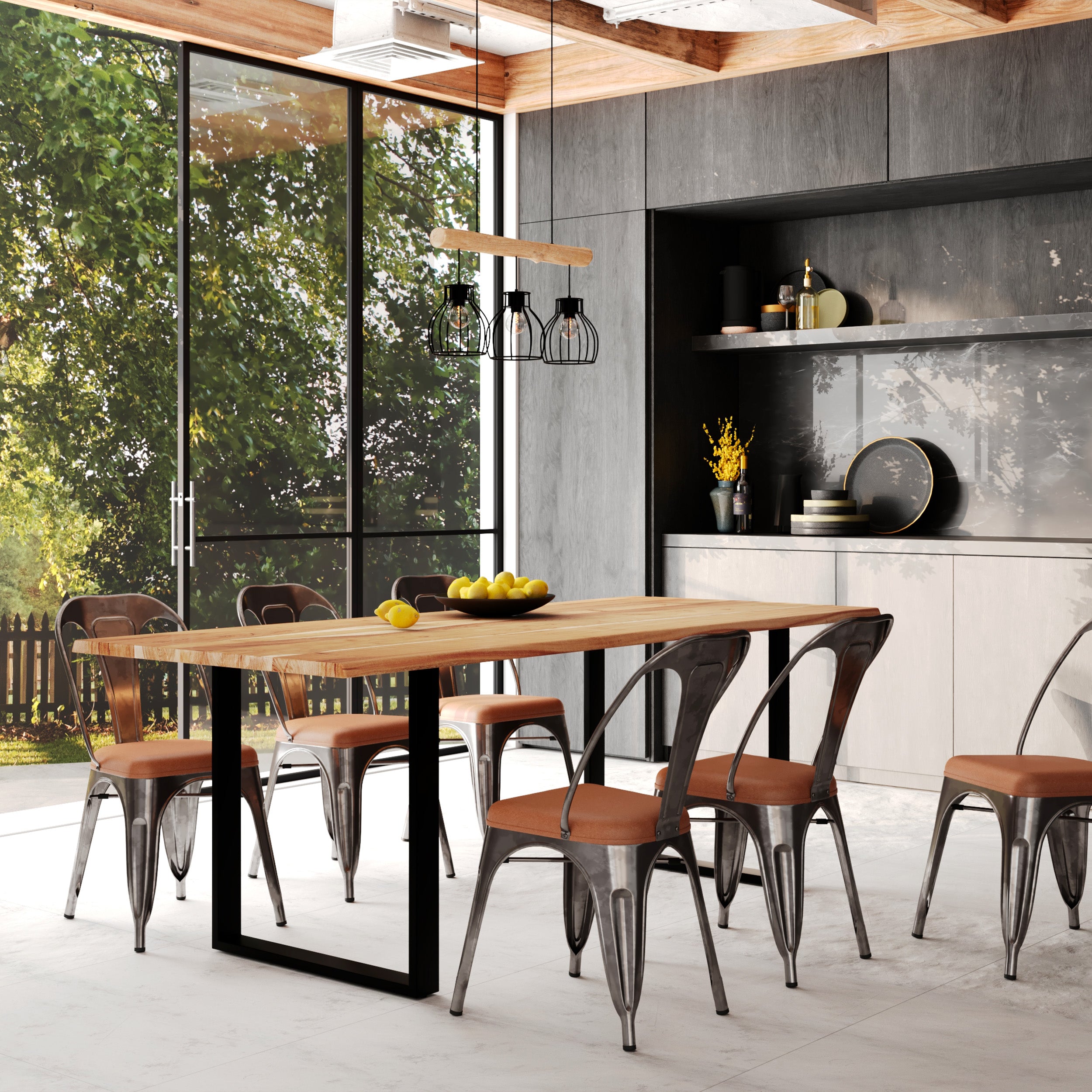 sospensione abby in legno naturale e metallo nero