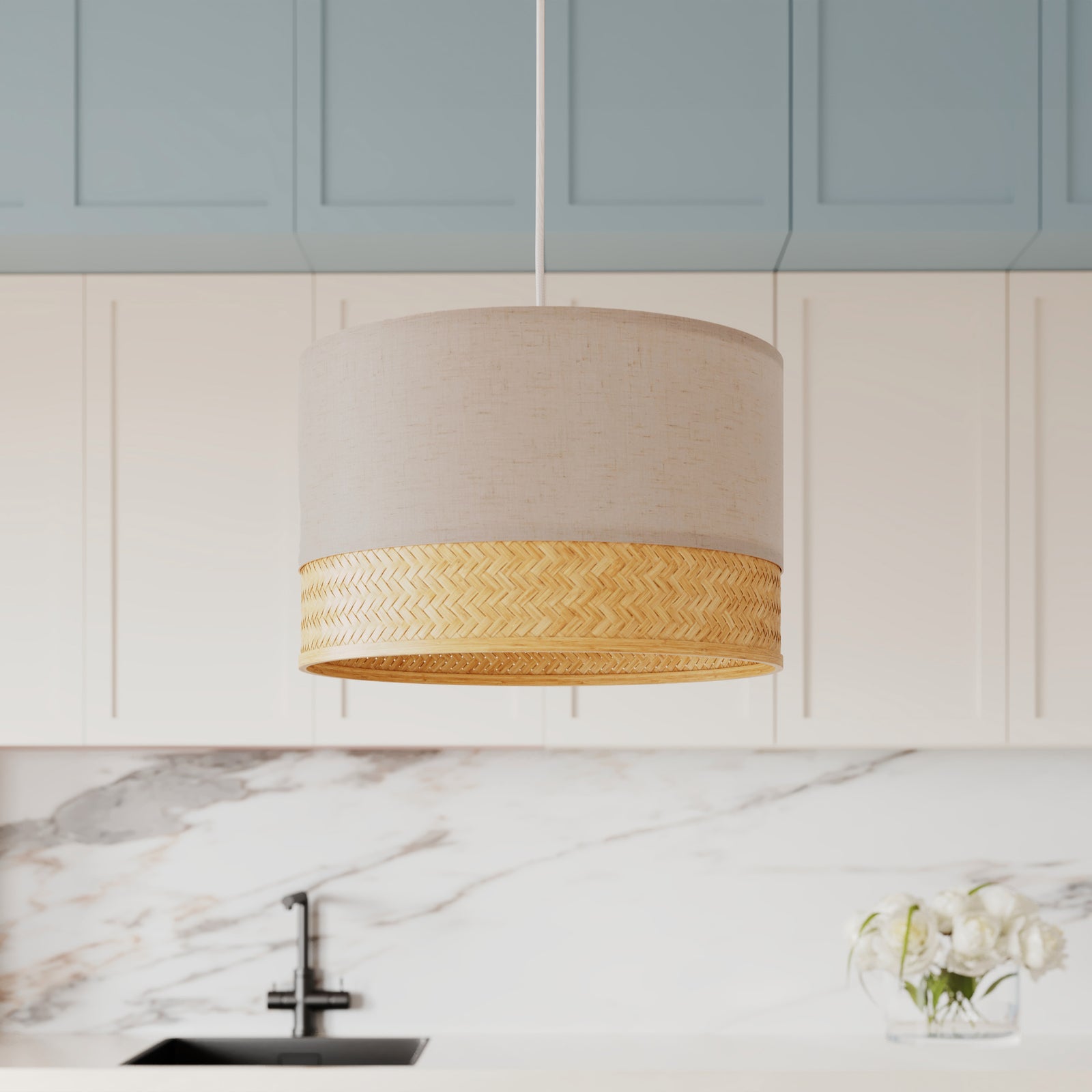 Suspension blanche et beige Baïkal diamètre 40 cm