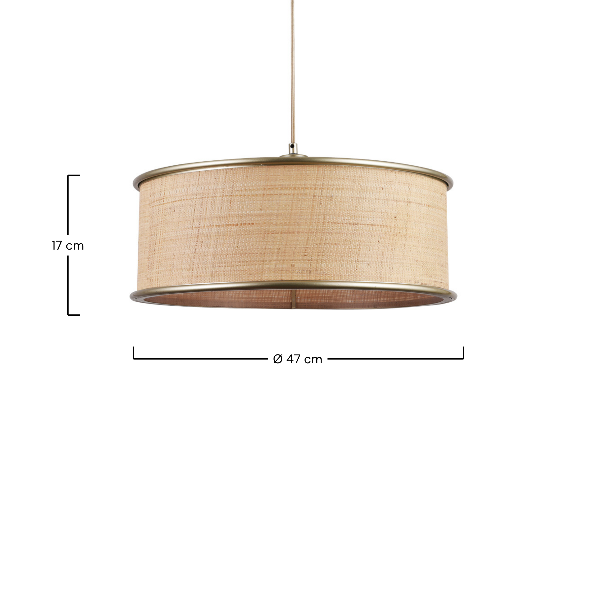 Suspension Bob en fibre naturelle, dimensions Ø 47 x 17 cm - Maison Pavane