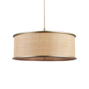 Suspension tambour Bob en fibre naturelle et métal doré - Maison Pavane