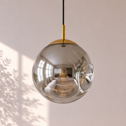 Suspension Brume chrome en verre D25 cm