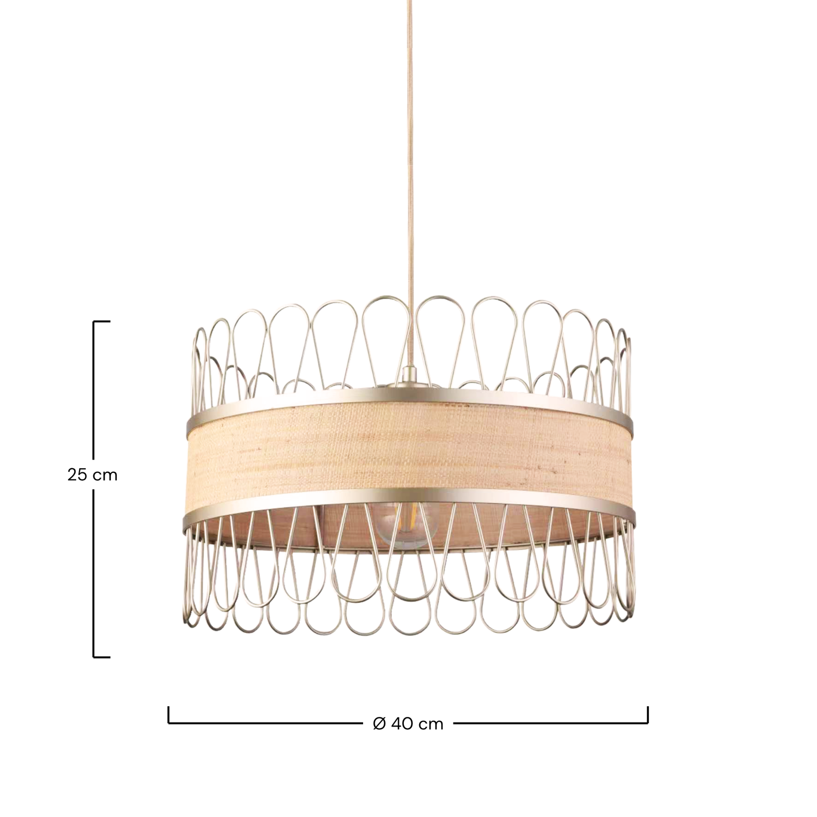 Suspension Flore en fibre naturelle, dimensions Ø 40 x 25 cm - Maison Pavane