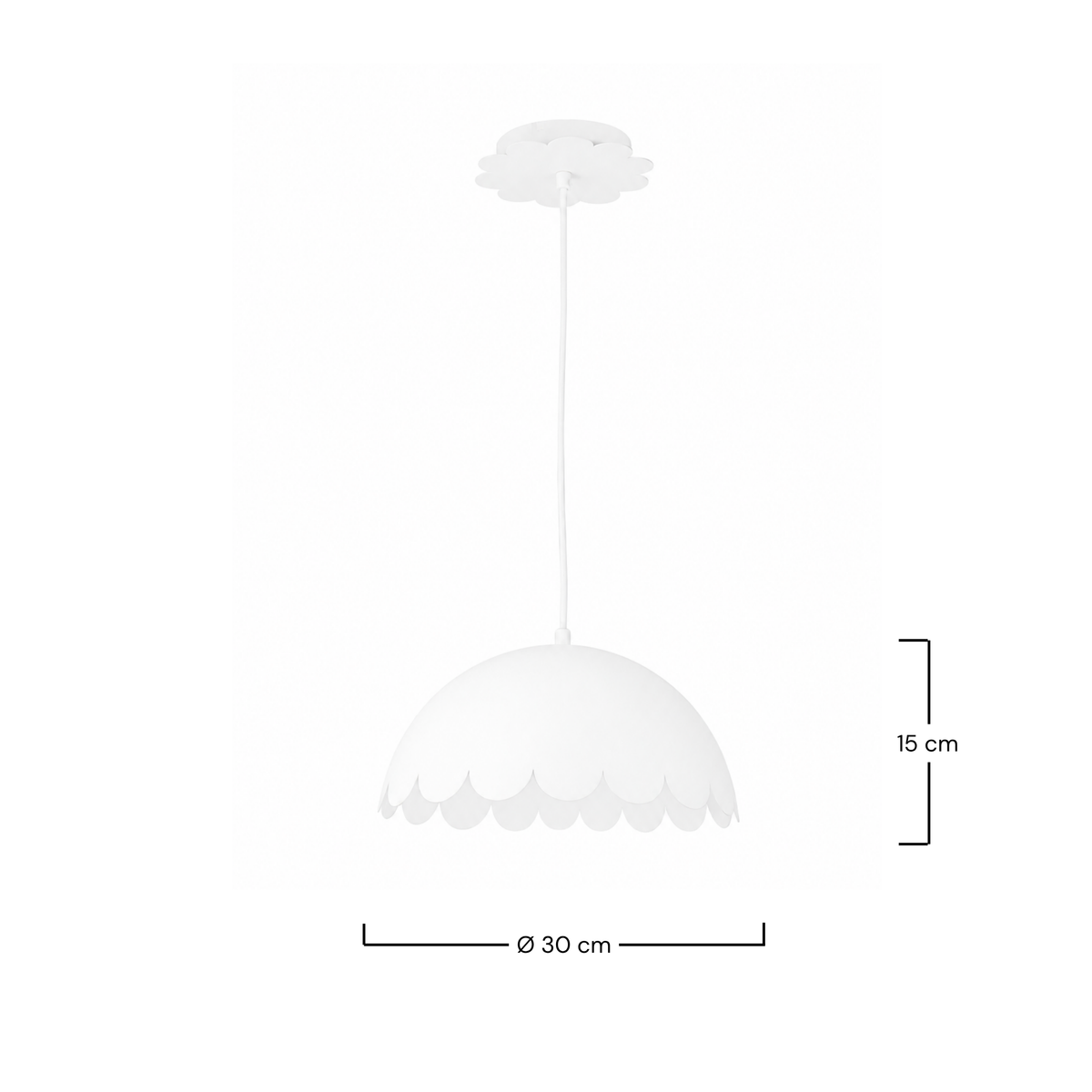 Dimensions de la suspension Flow en métal blanc - Maison Pavane