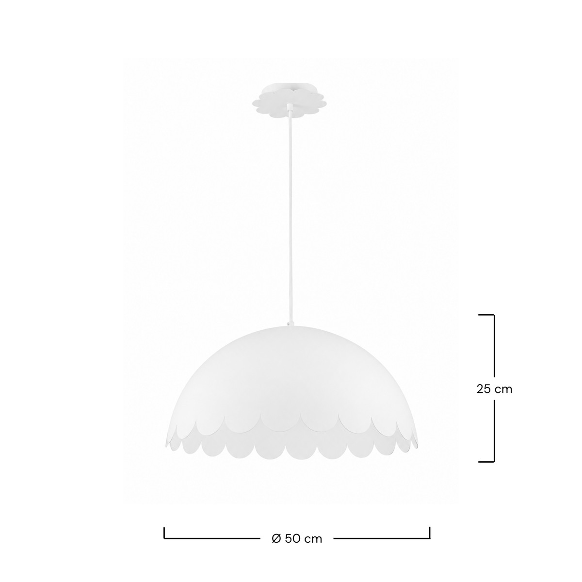 Dimensions de la suspension Flow en métal blanc - Maison Pavane