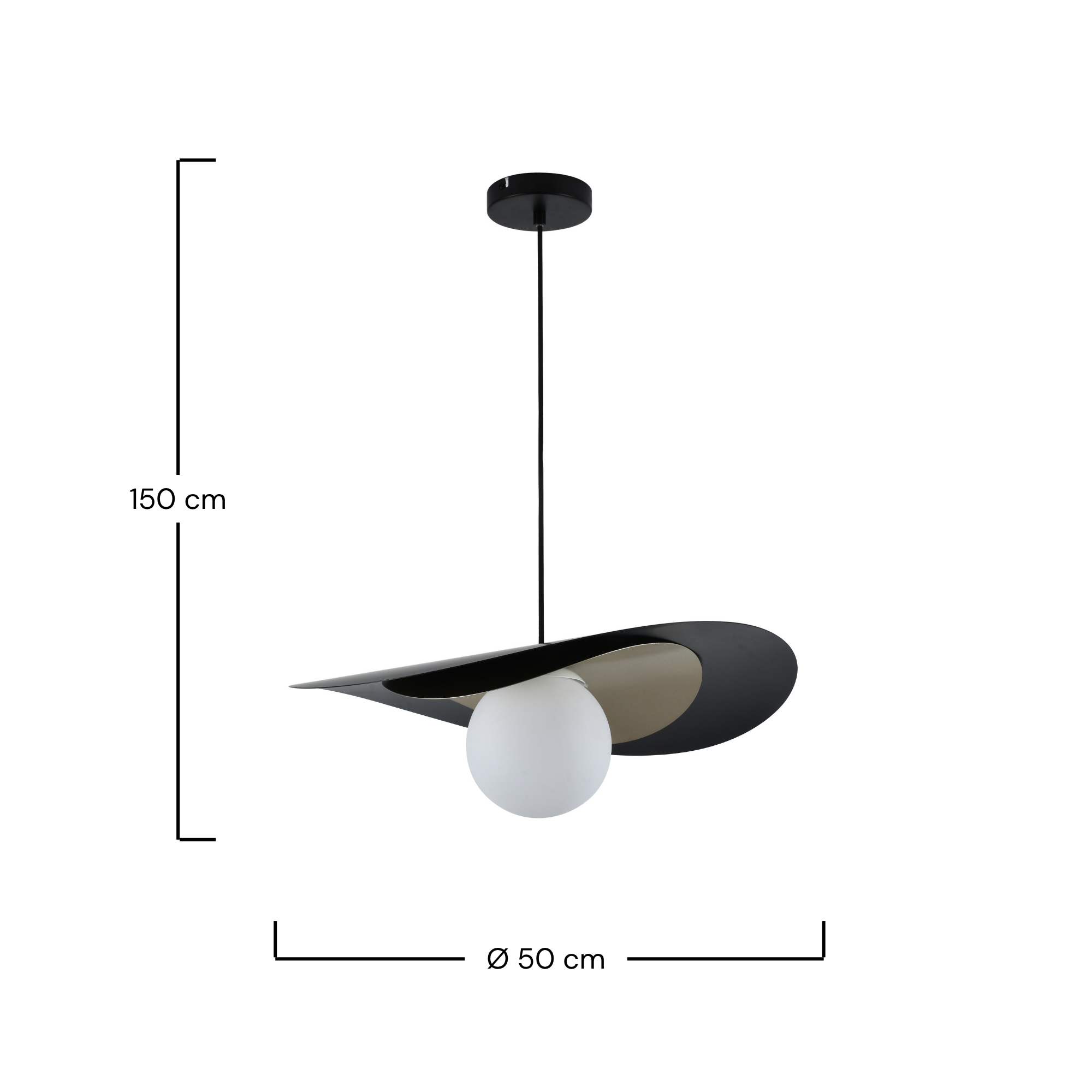 Suspension Iris en métal noir et doré 50 cm