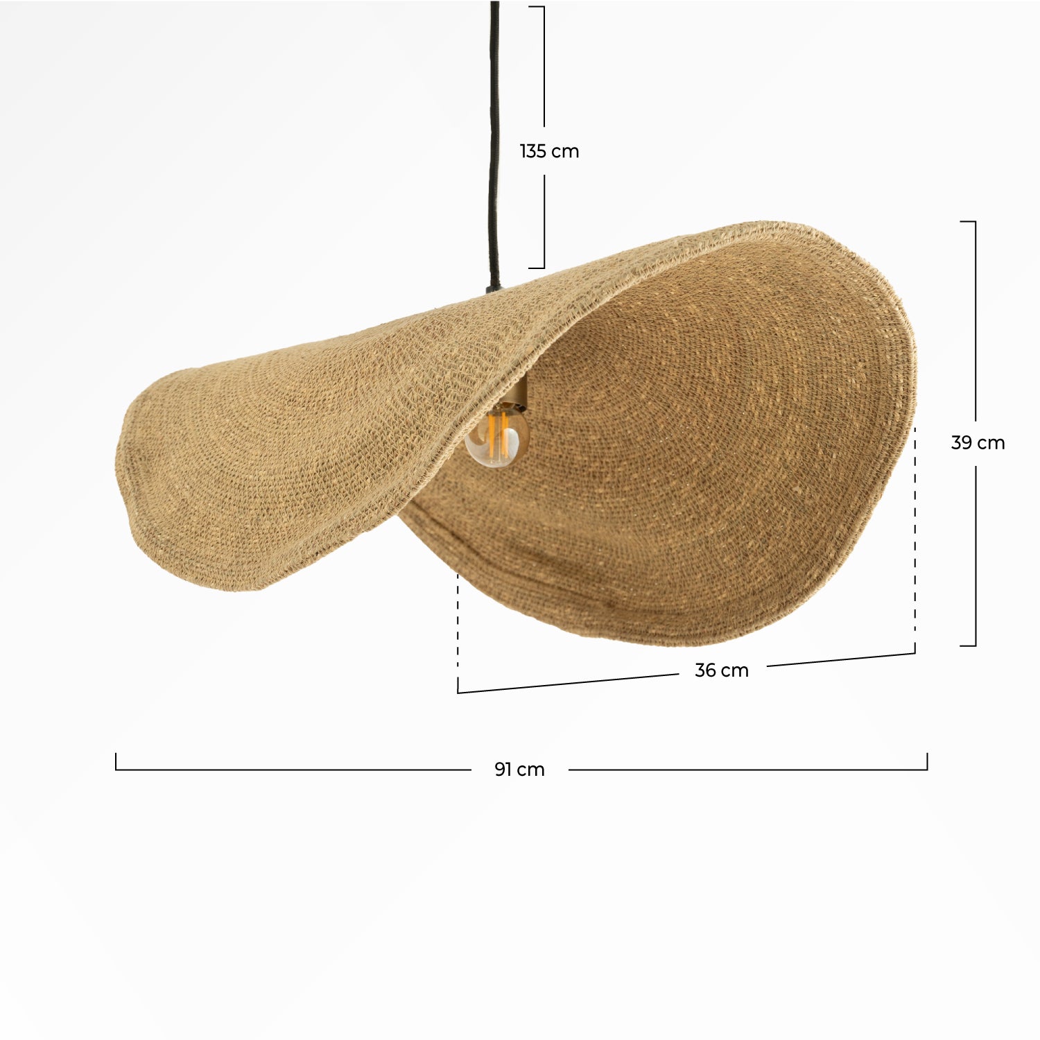 sospensione modulabile in materiale naturale maho d 91 cm