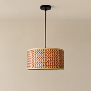 Suspension Phil en bambou tressé crème et marron 50 cm