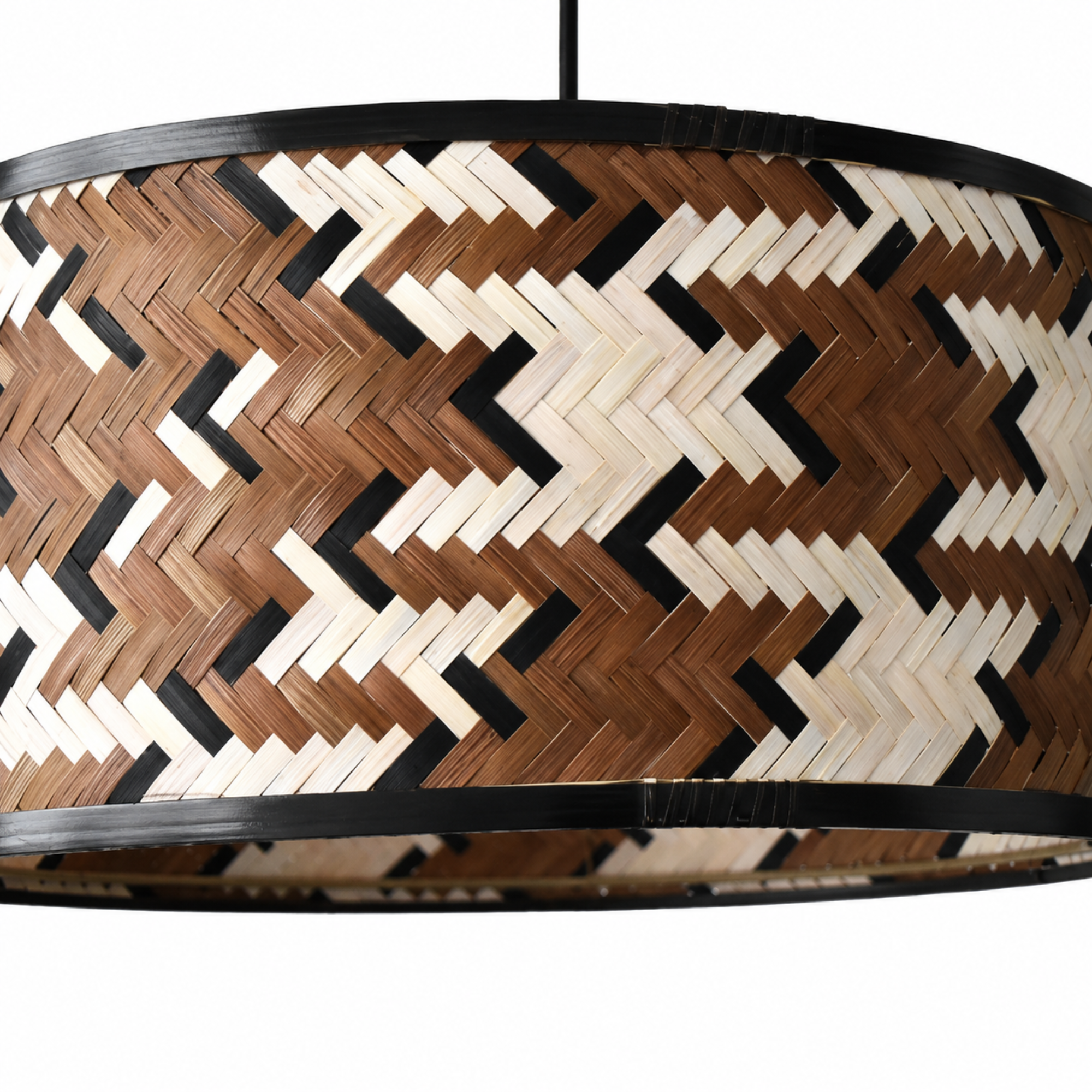 Suspension Phil en bambou tressé marron et noir 50 cm