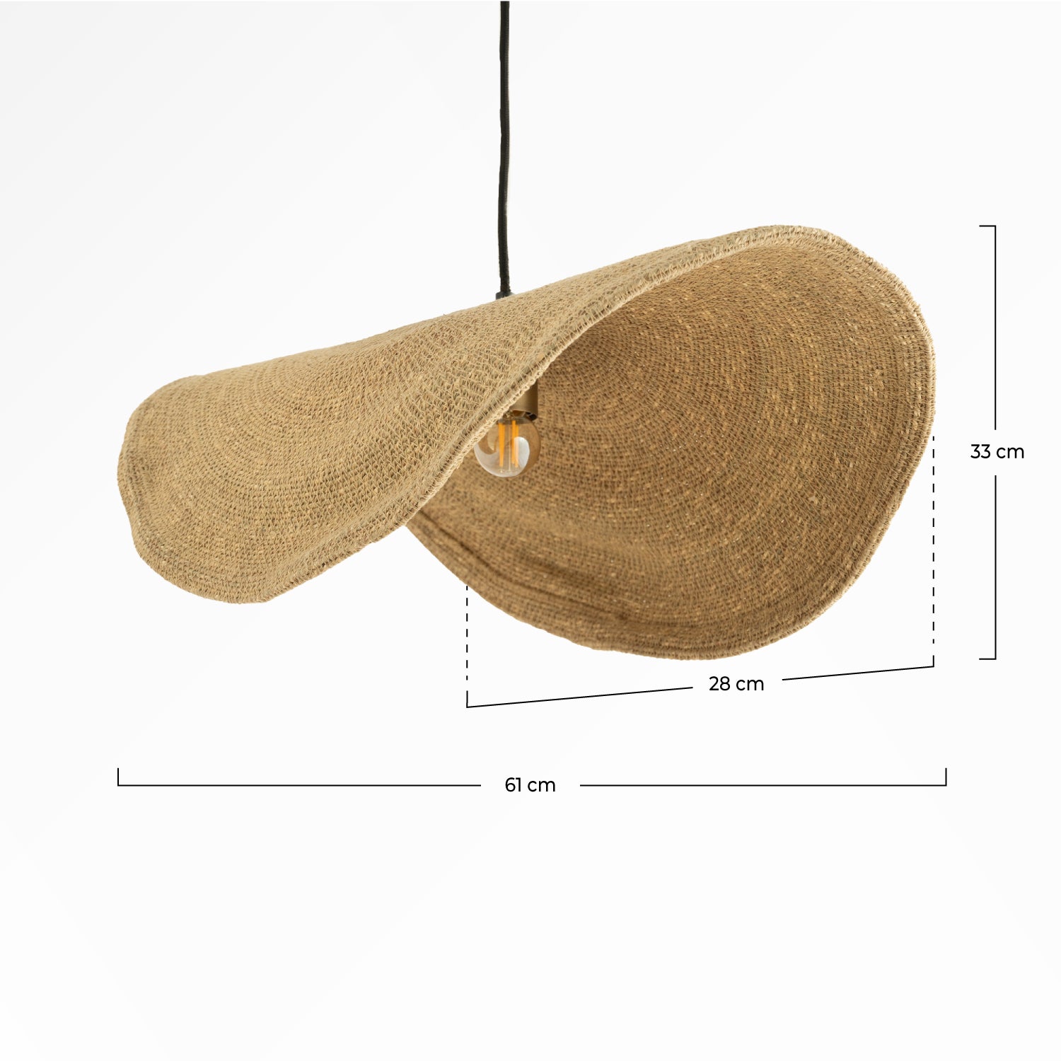 sospensione pianta marina intrecciata in materiale naturale e metallo modulabile maho
