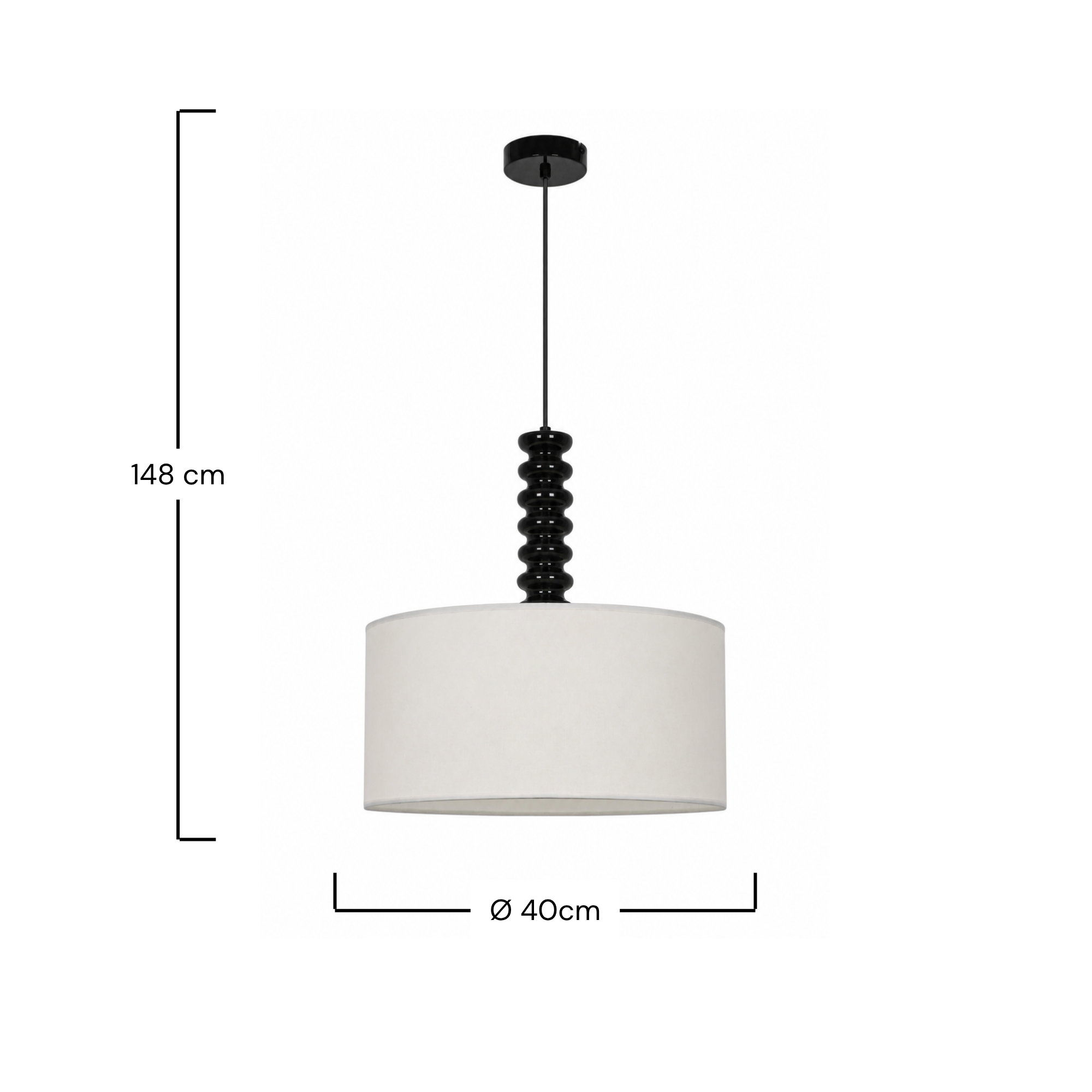 Suspension Ravel en tissu blanc et métal 40 cm