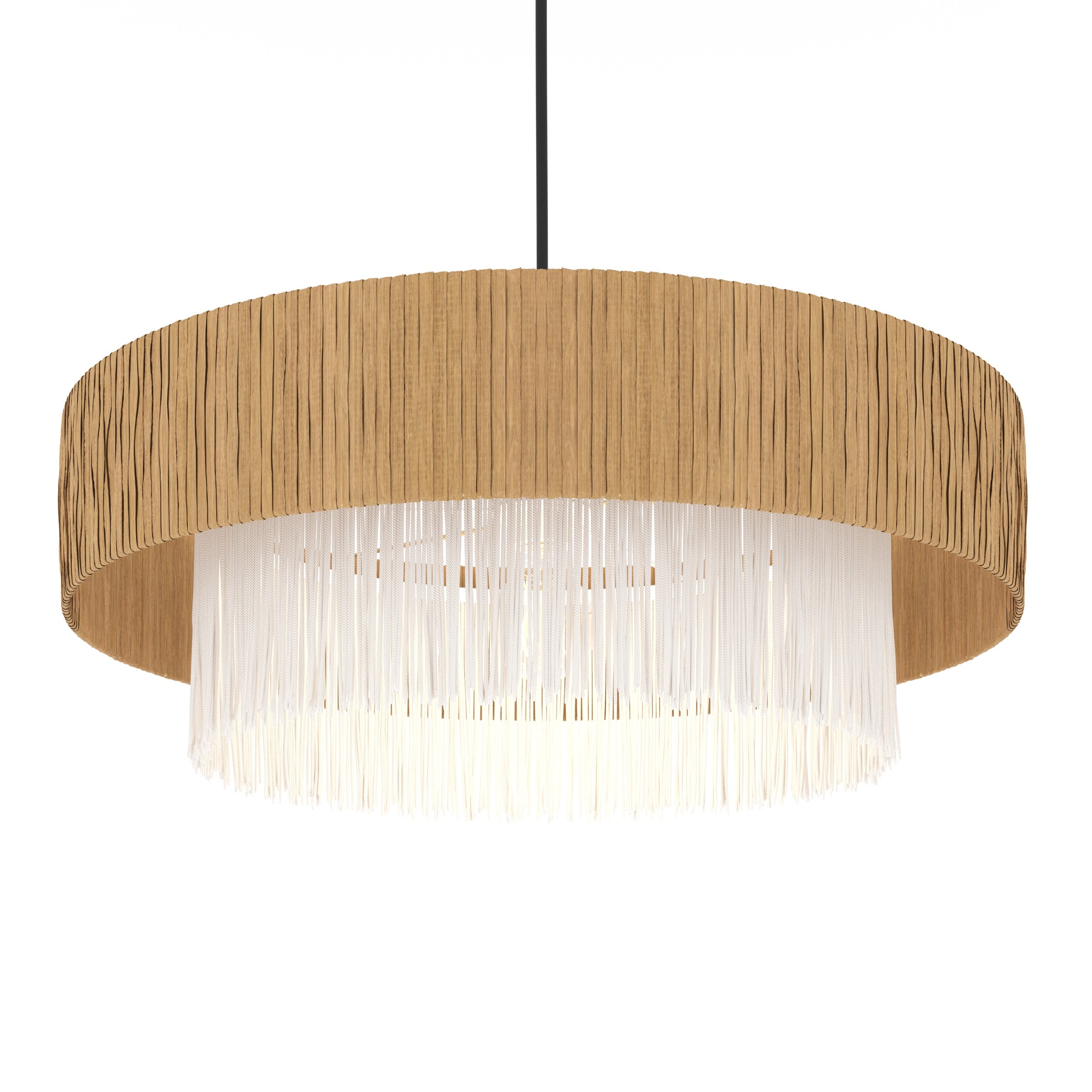 sospensione solara in rafia bianca beige d 75 cm