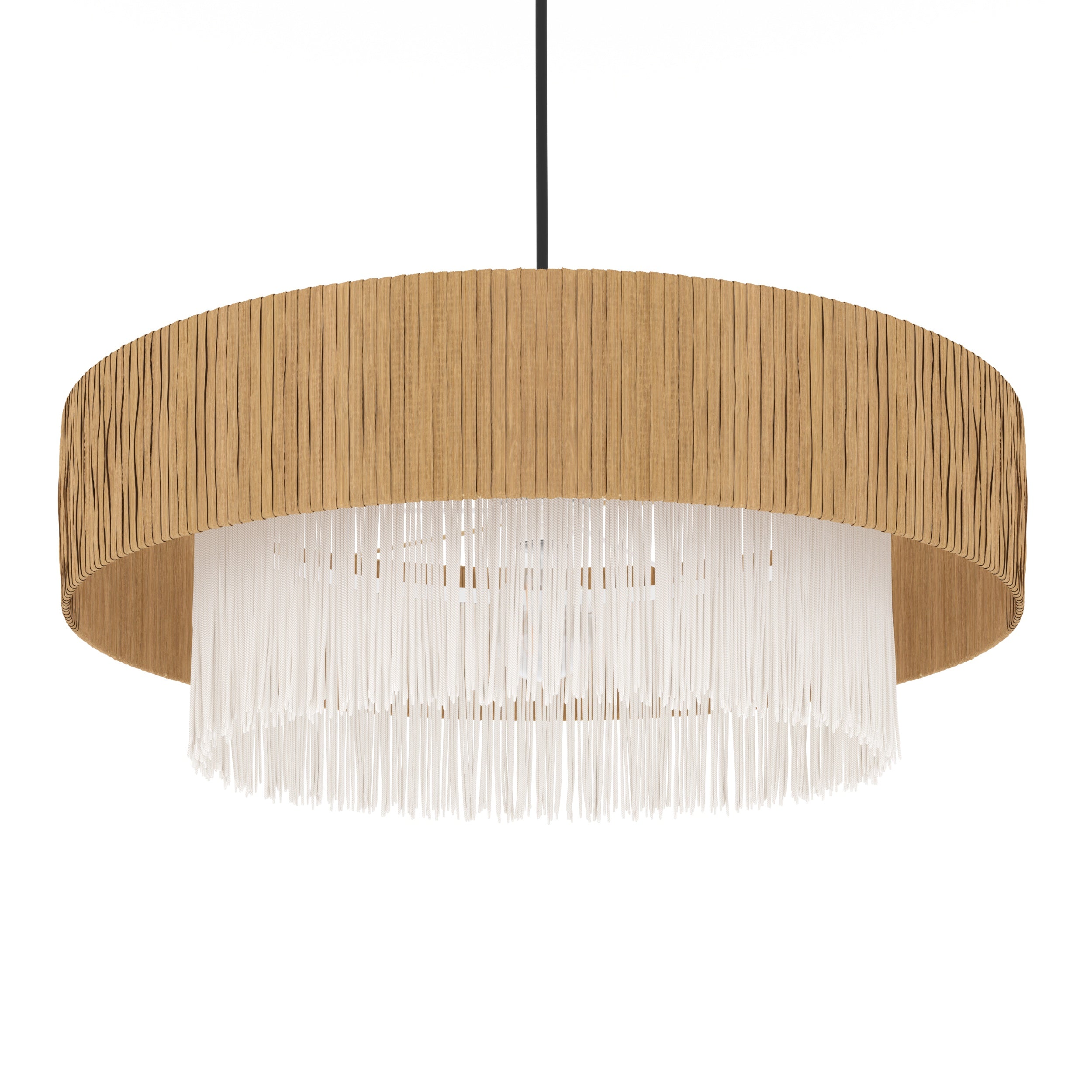 sospensione solara in rafia bianca e beige 75 cm