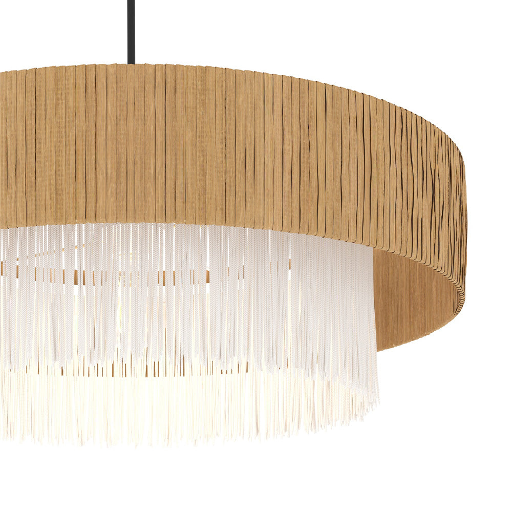 sospensione solara in rafia sovrapposizione bianco e beige 75 cm