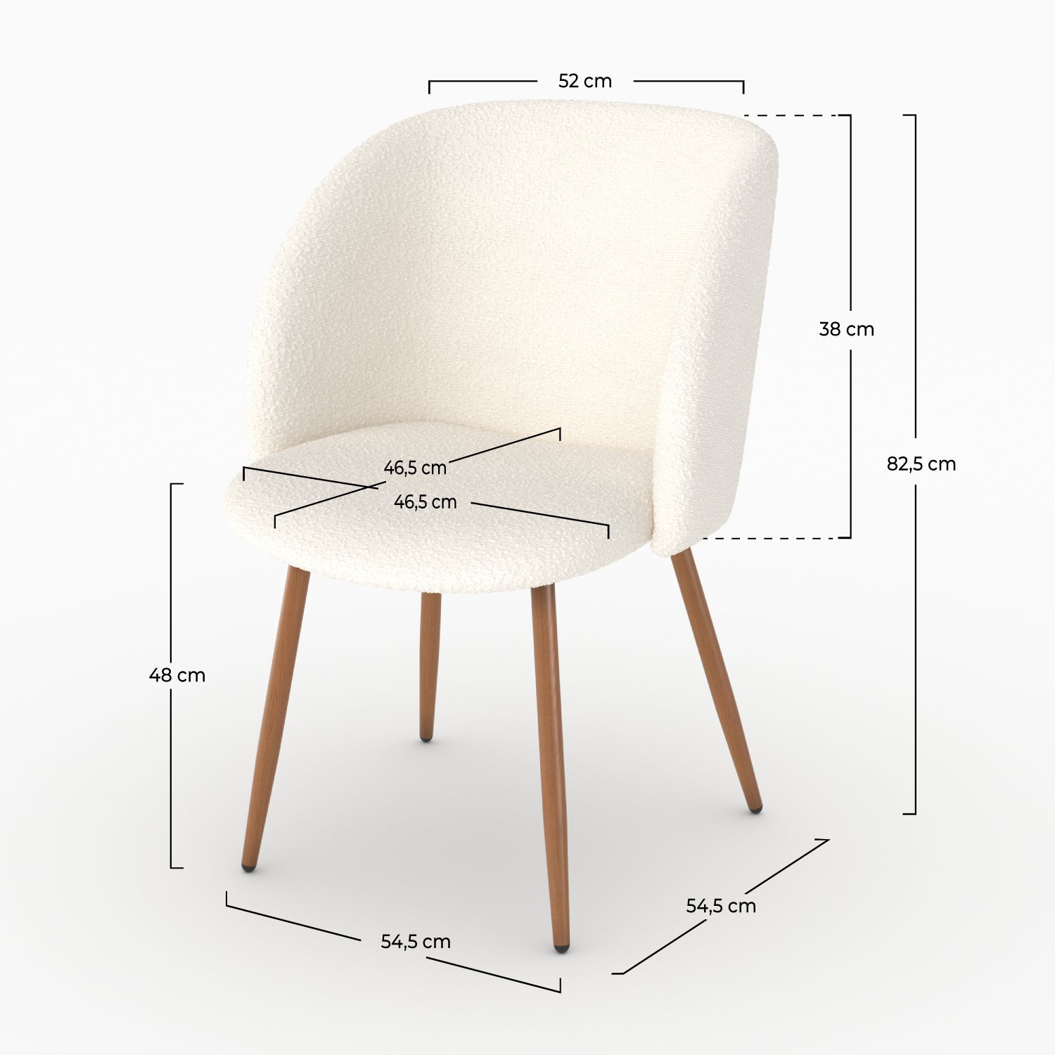Swan lot de 2 chaises bouclé beige