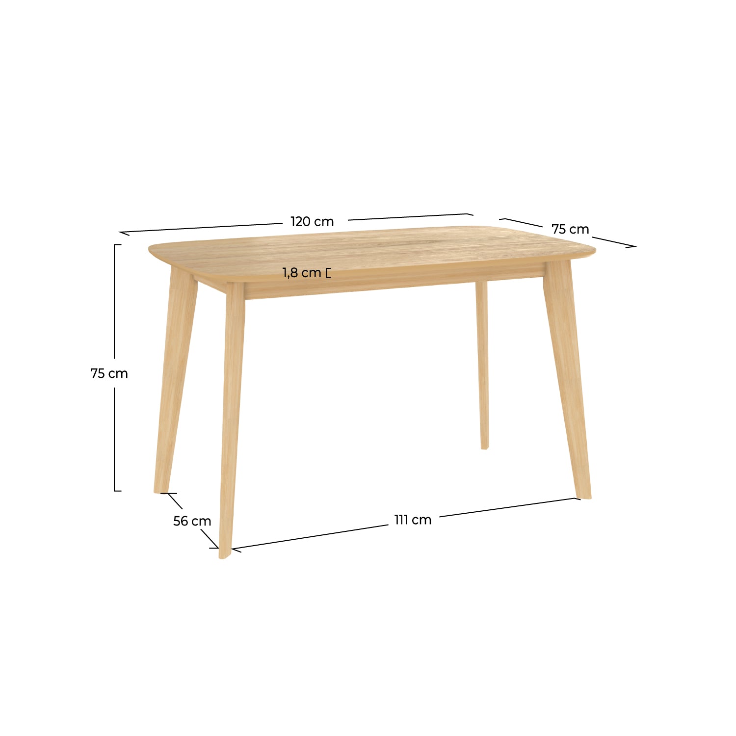 tavolo 120 cm legno chiaro rettangolare oman