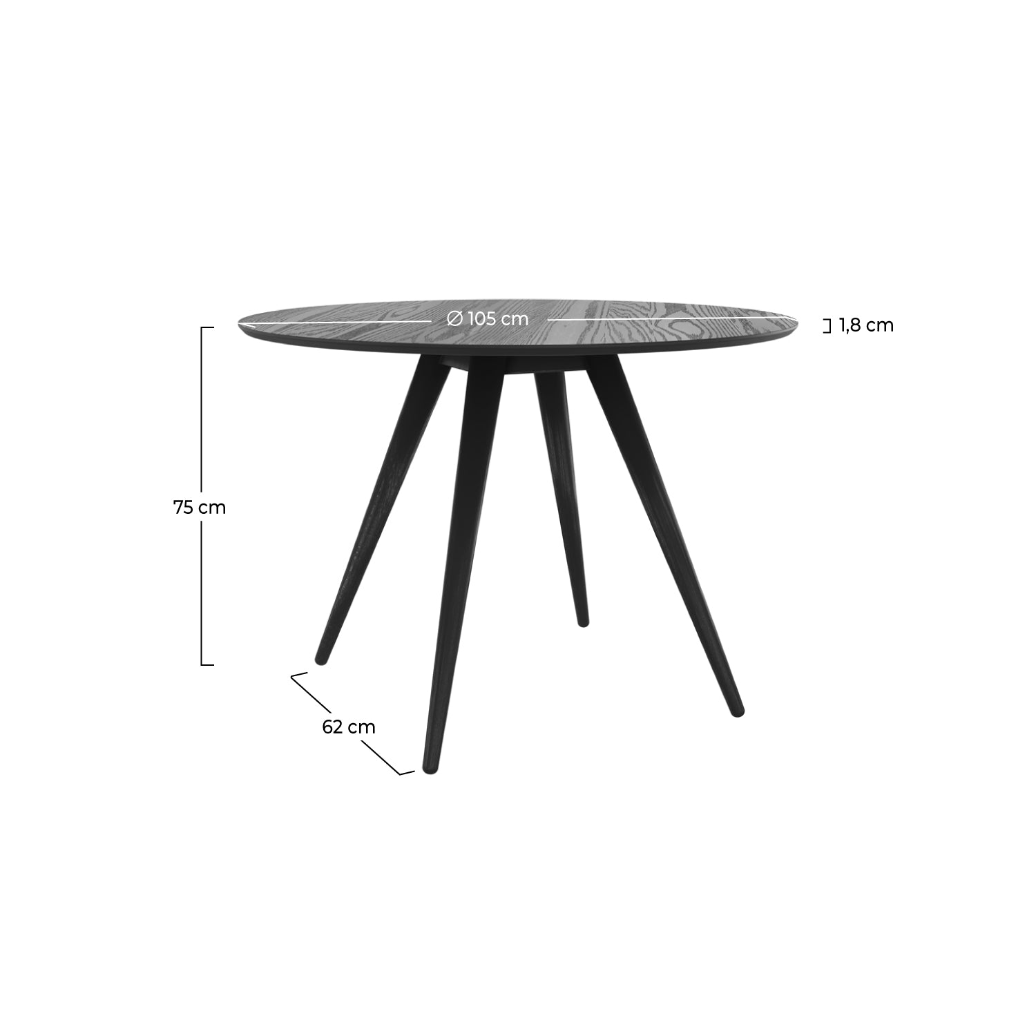 tavolo da pranzo per 4 persone in legno nero liwa rdv deco