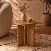 Table d'appoint ronde Néa en bois clair D40 cm