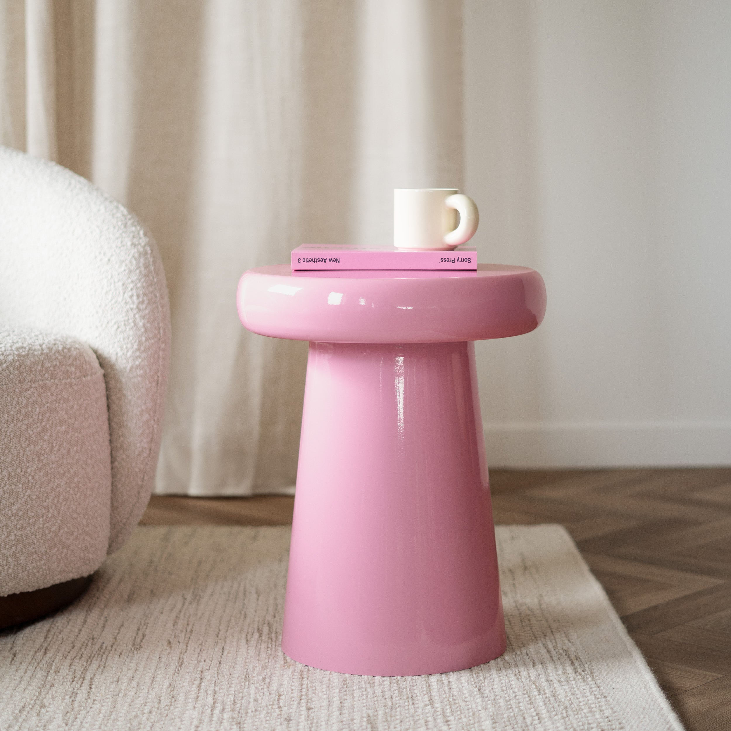 Table appoint Anouk métal rose d 40 cm