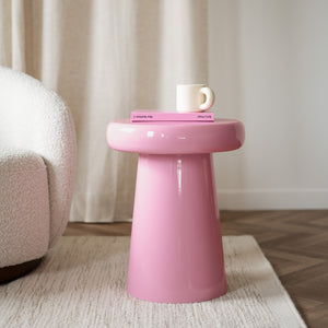 Table appoint Anouk métal rose d 40 cm