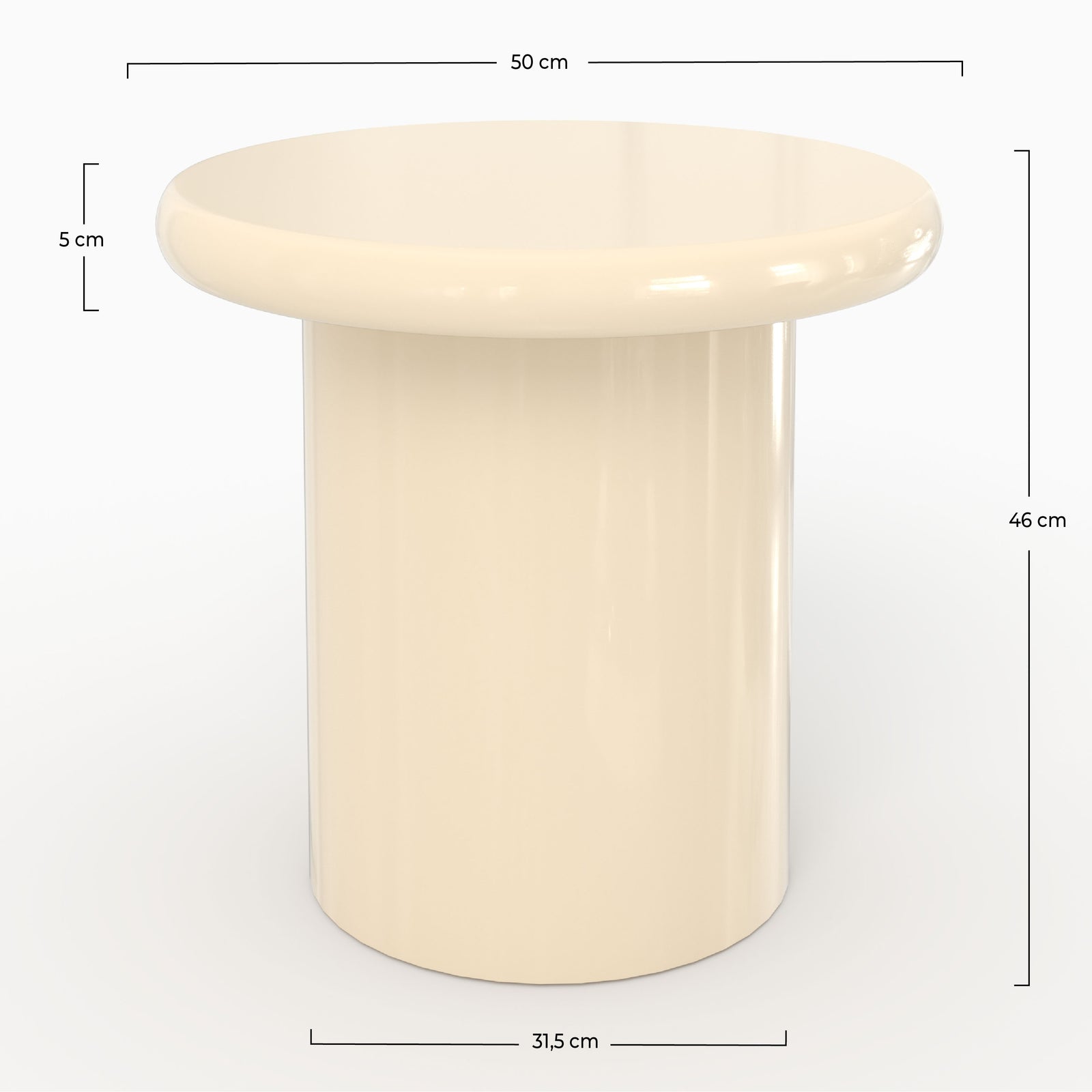 Table d'appoint Celine D50 MDF laqué blanc cotes dimensions – Maison Pavane