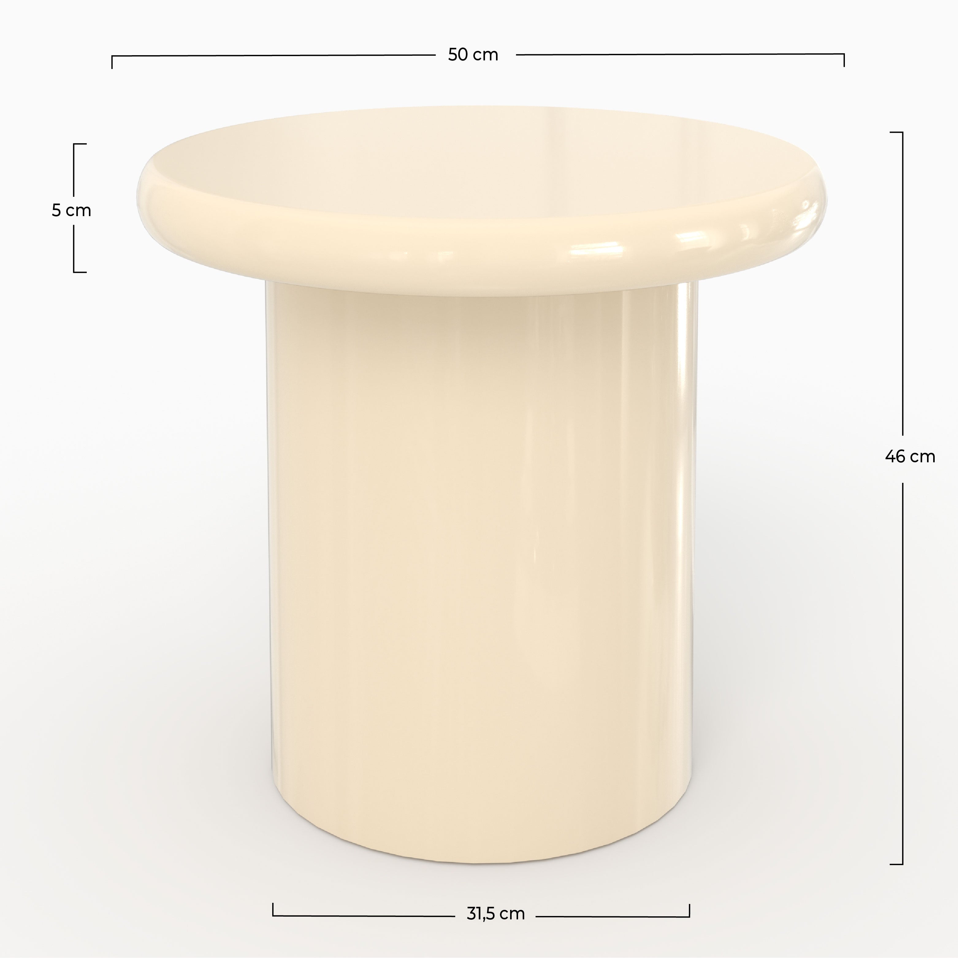 Tavolino Apoline laccato bianco in MDF, D50 cm