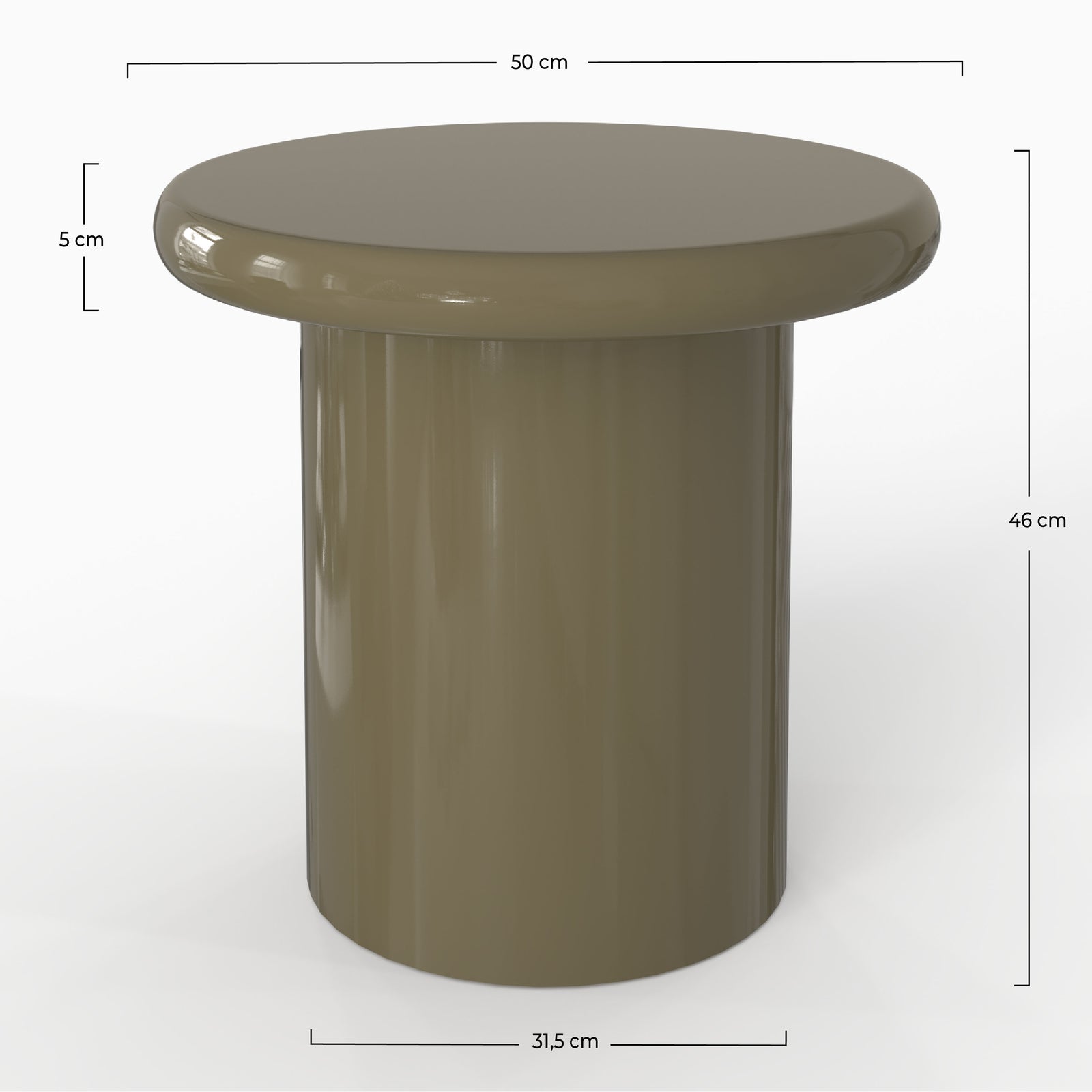 Table d'appoint Celine D50 MDF laqué vert kaki cotes dimensions – Maison Pavane