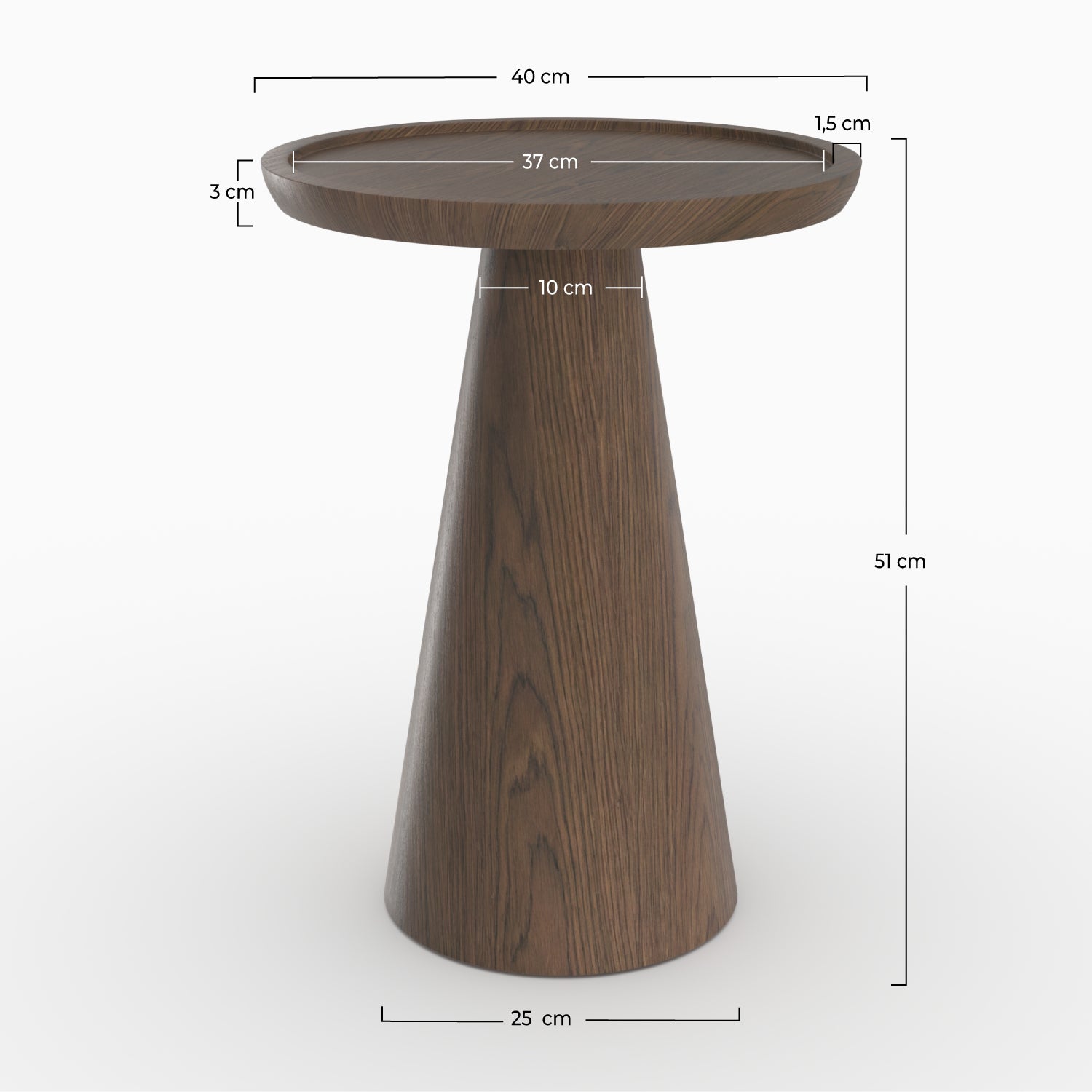 Tavolino Côme in impiallacciatura di noce, D40 cm
