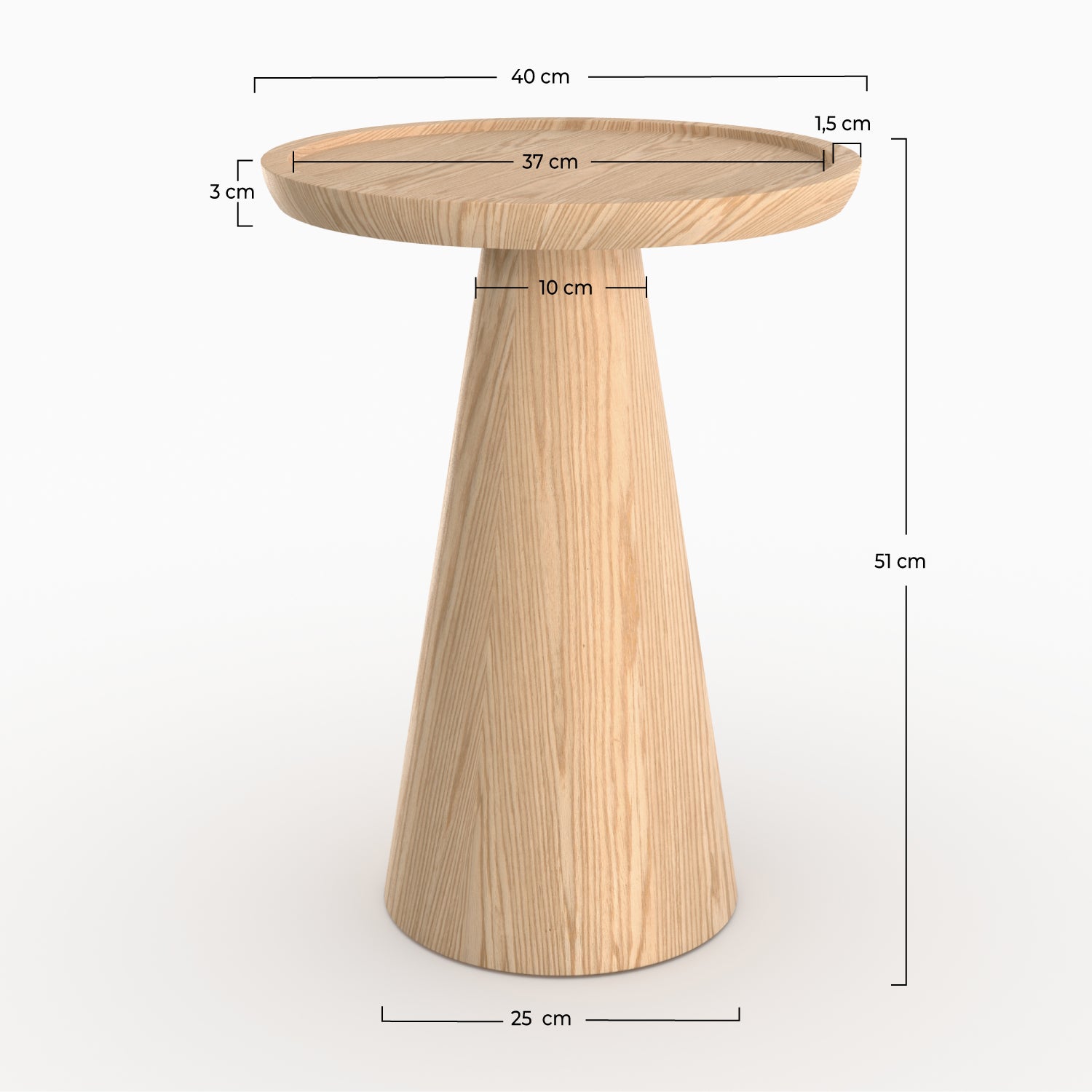 Tavolino Côme in impiallacciatura di rovere, D40 cm