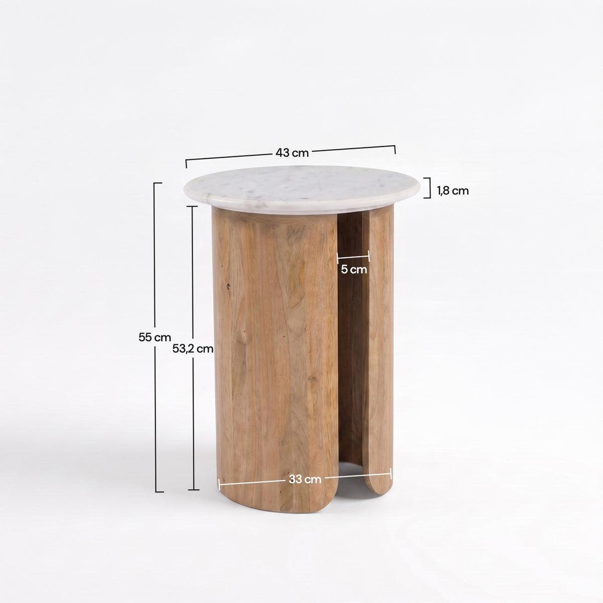 Table d'appoint Léana en marbre et bois de manguier, dimensions - Maison Pavane