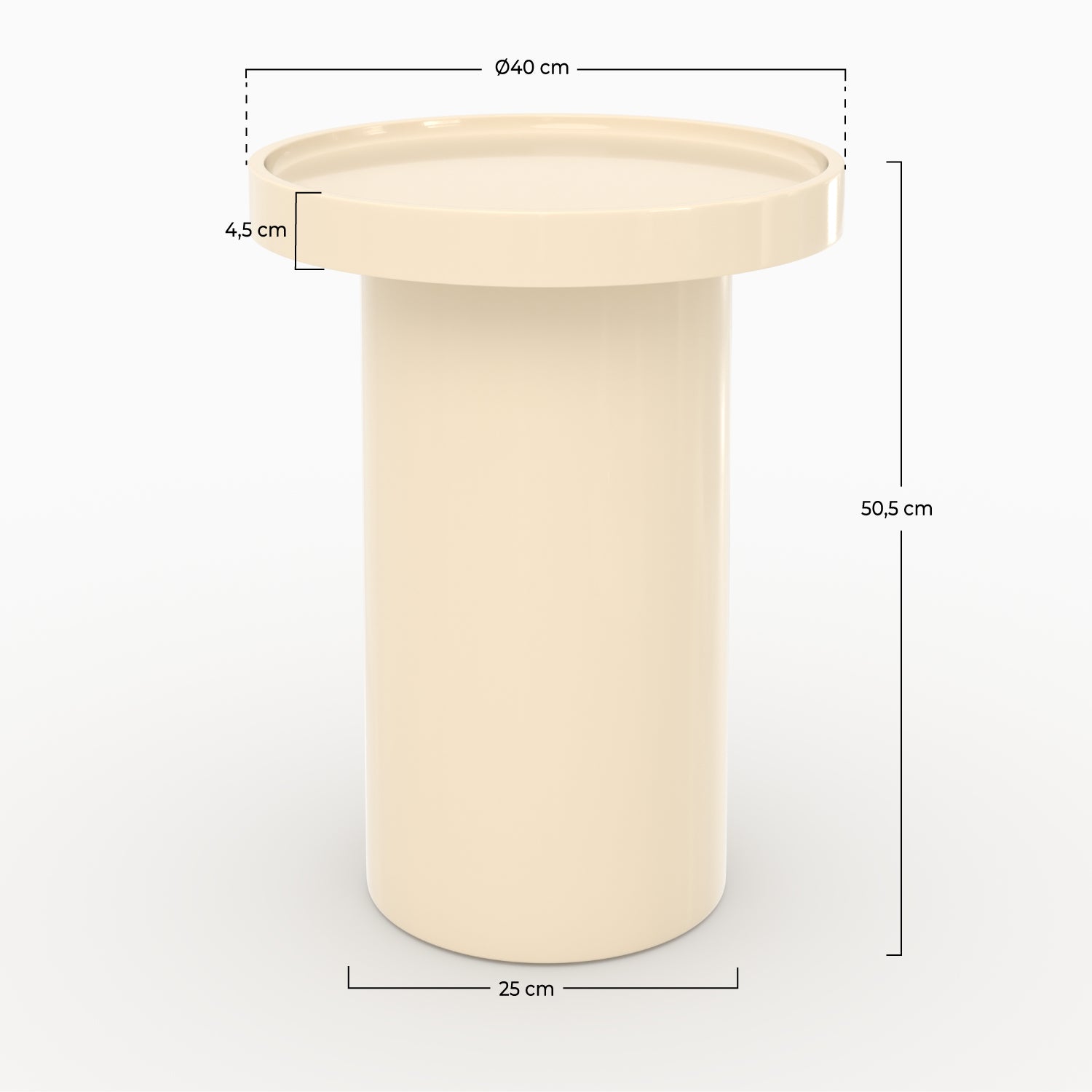 Table d'appoint Nora laquée blanche en MDF, D40 cm