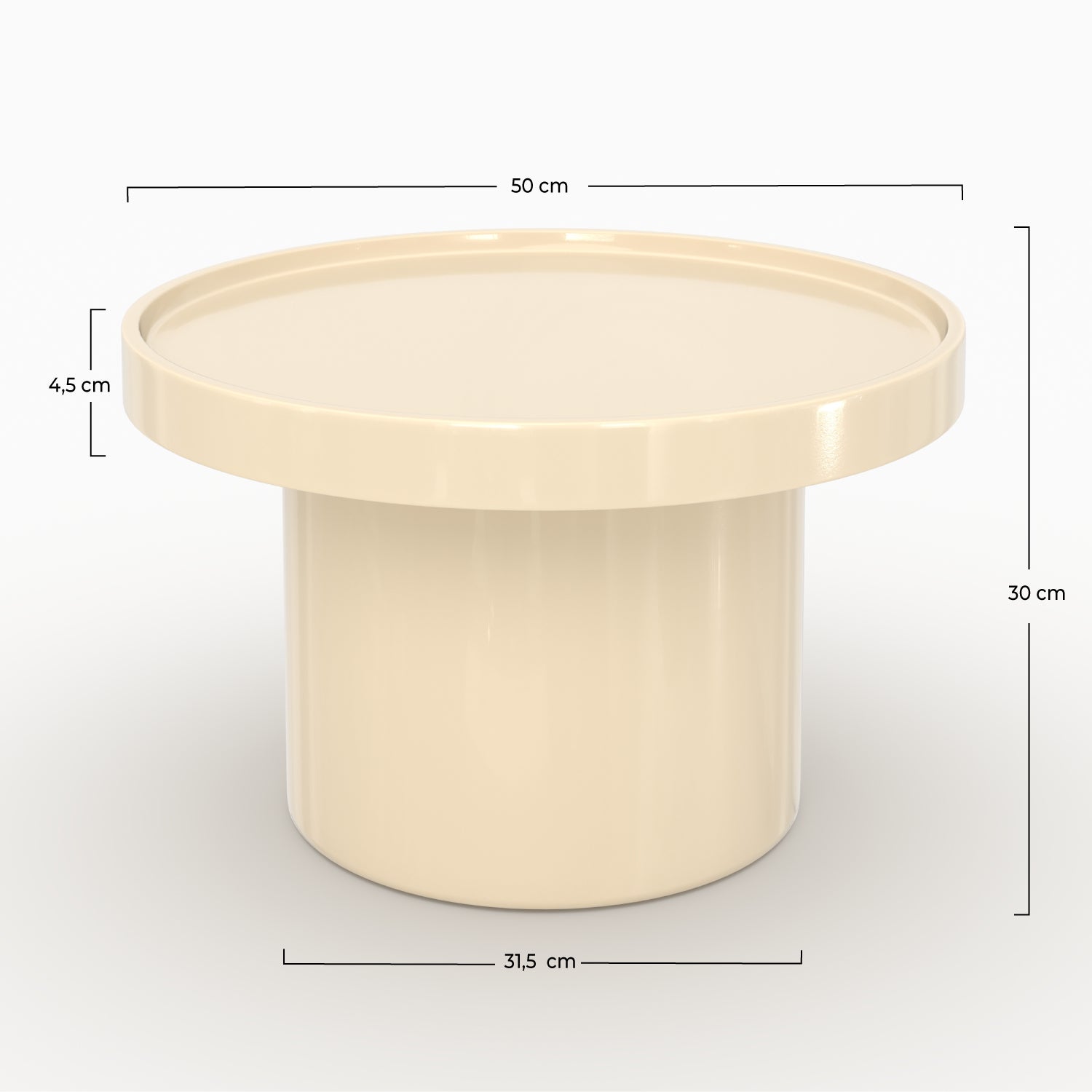 Tavolino d'appoggio Nora laccato bianco in MDF, D50 cm