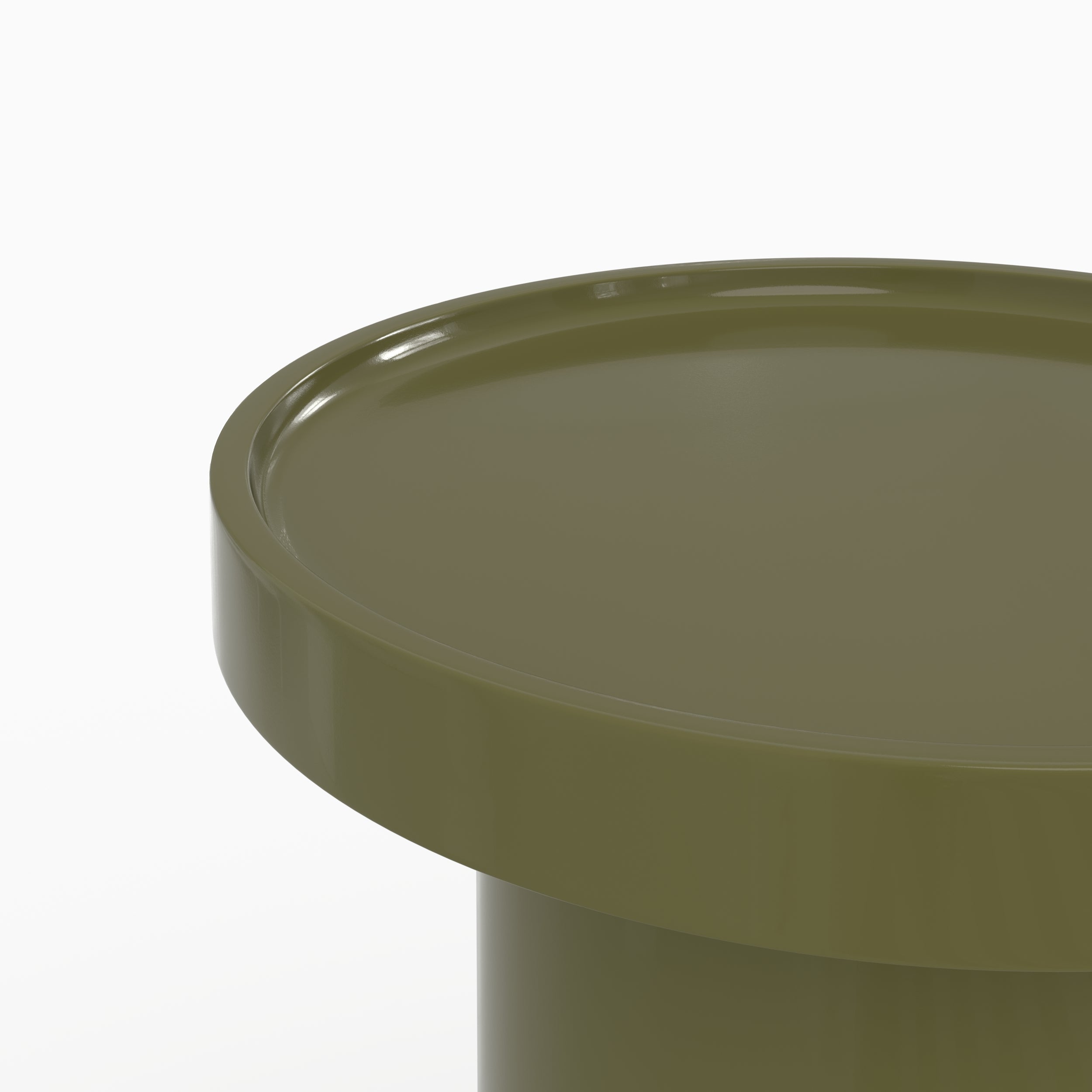 Table d'appoint Nora laquée vert olive en MDF, D40 cm