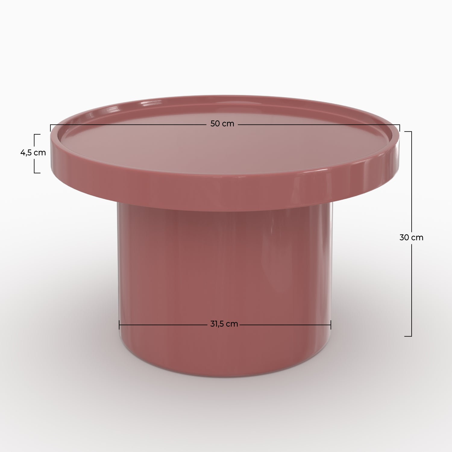 Tavolino d'appoggio Nora laccato rosso lampone in MDF, D50 cm