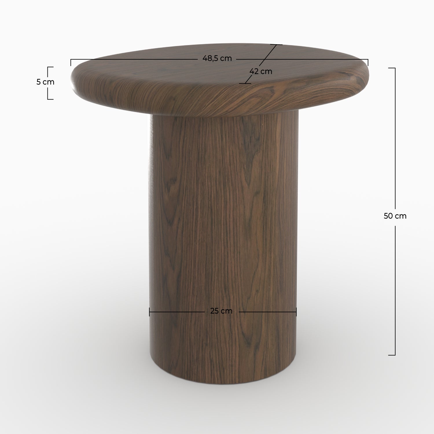 Tavolino Nubia in impiallacciatura di noce, D48,5 cm