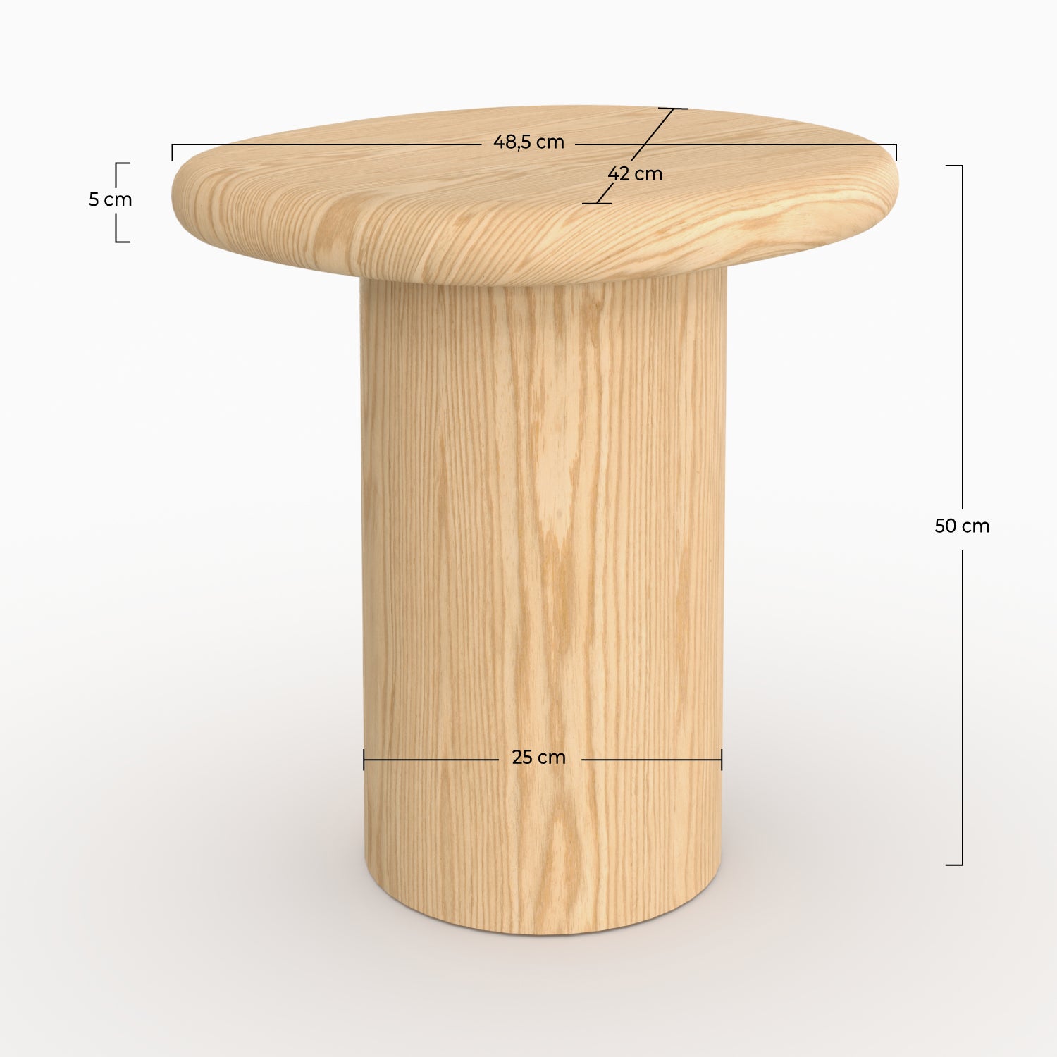 Table d'appoint Nubia en placage chène, D48,5 cm