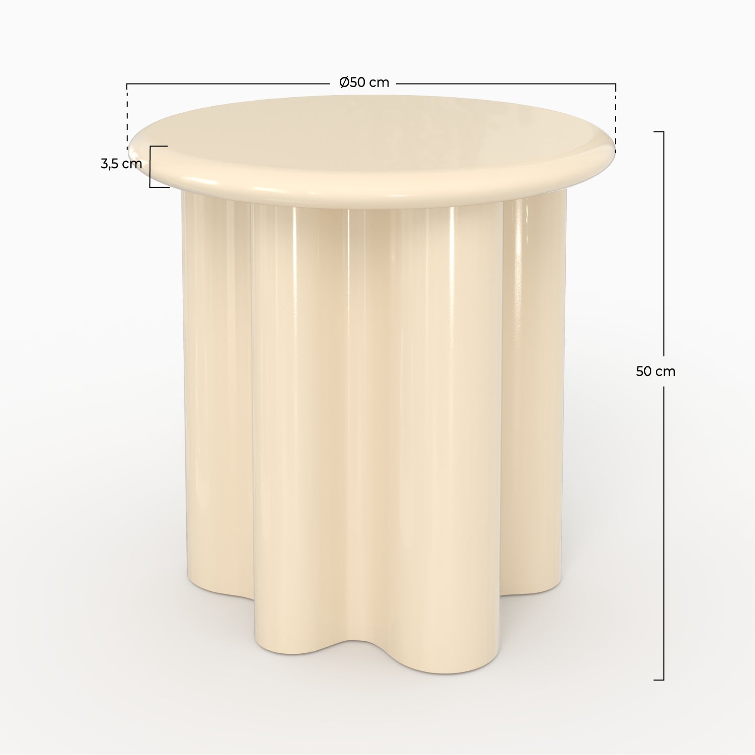 Table d'appoint Olya laquée blanche, D50 cm