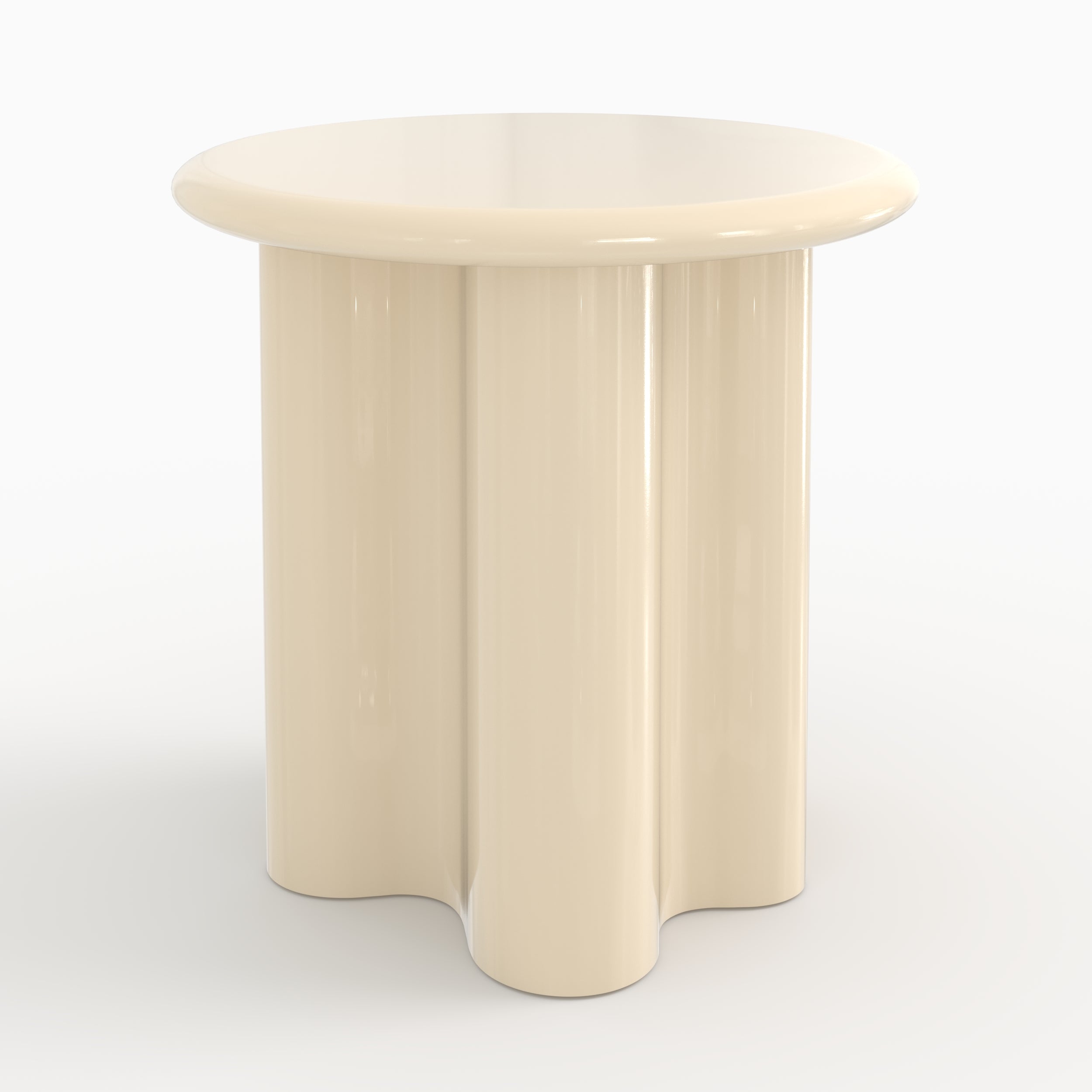 Table d'appoint Olya laquée blanche, D50 cm
