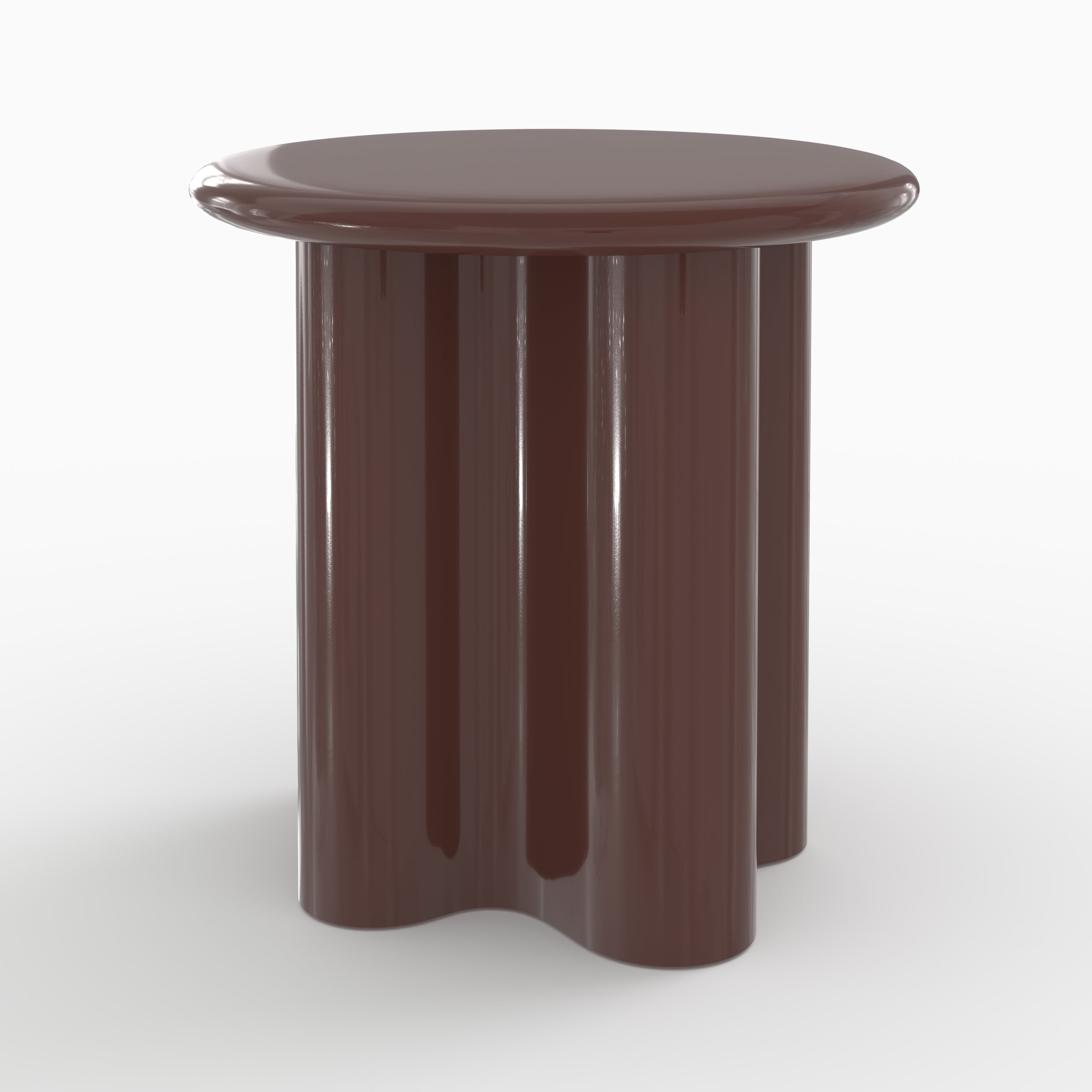 Table d'appoint Olya laquée rouge lie de vin, D50 cm